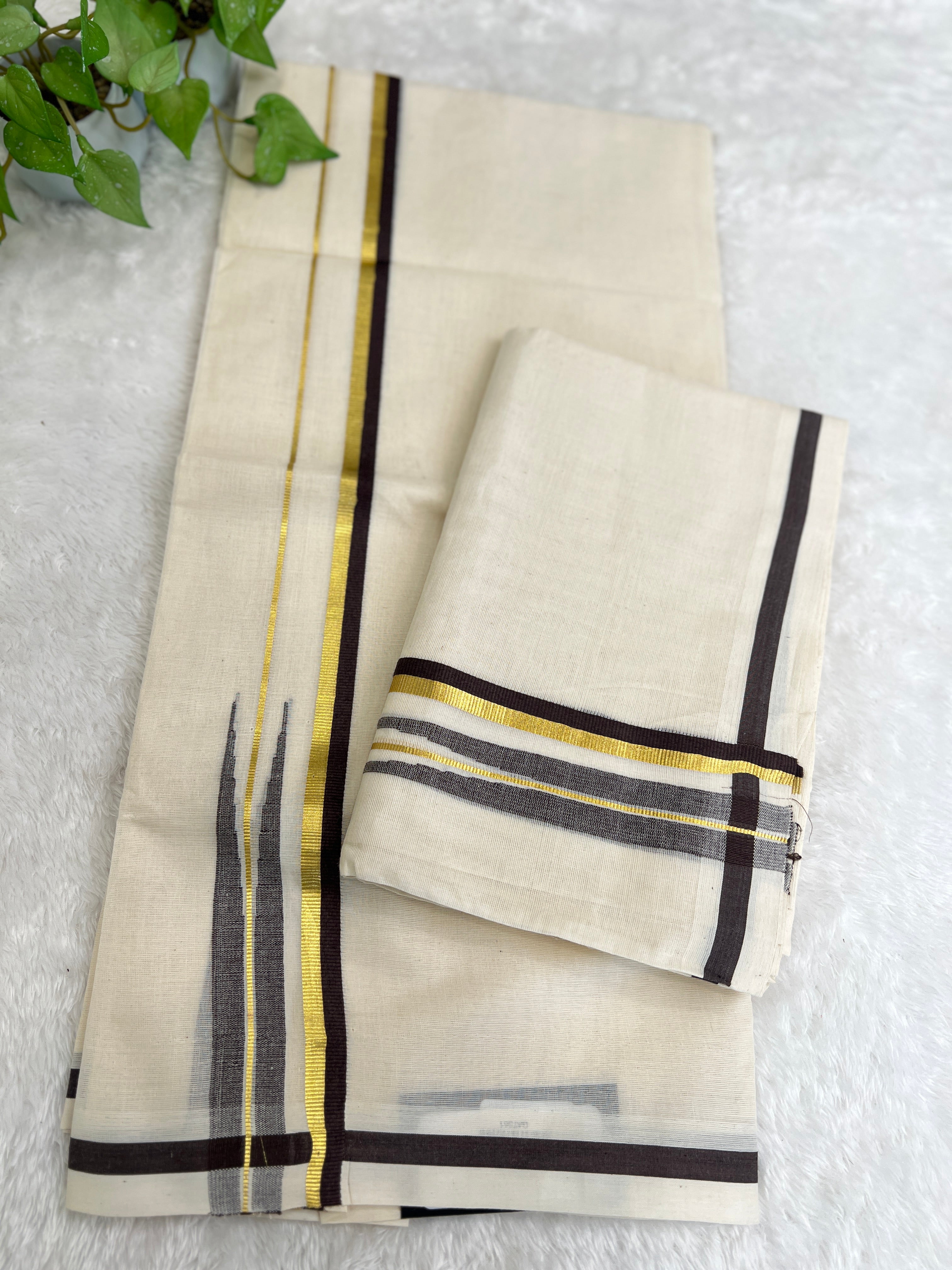 Kara Pattern Border Kerala Cotton Set Mundu | GAT561