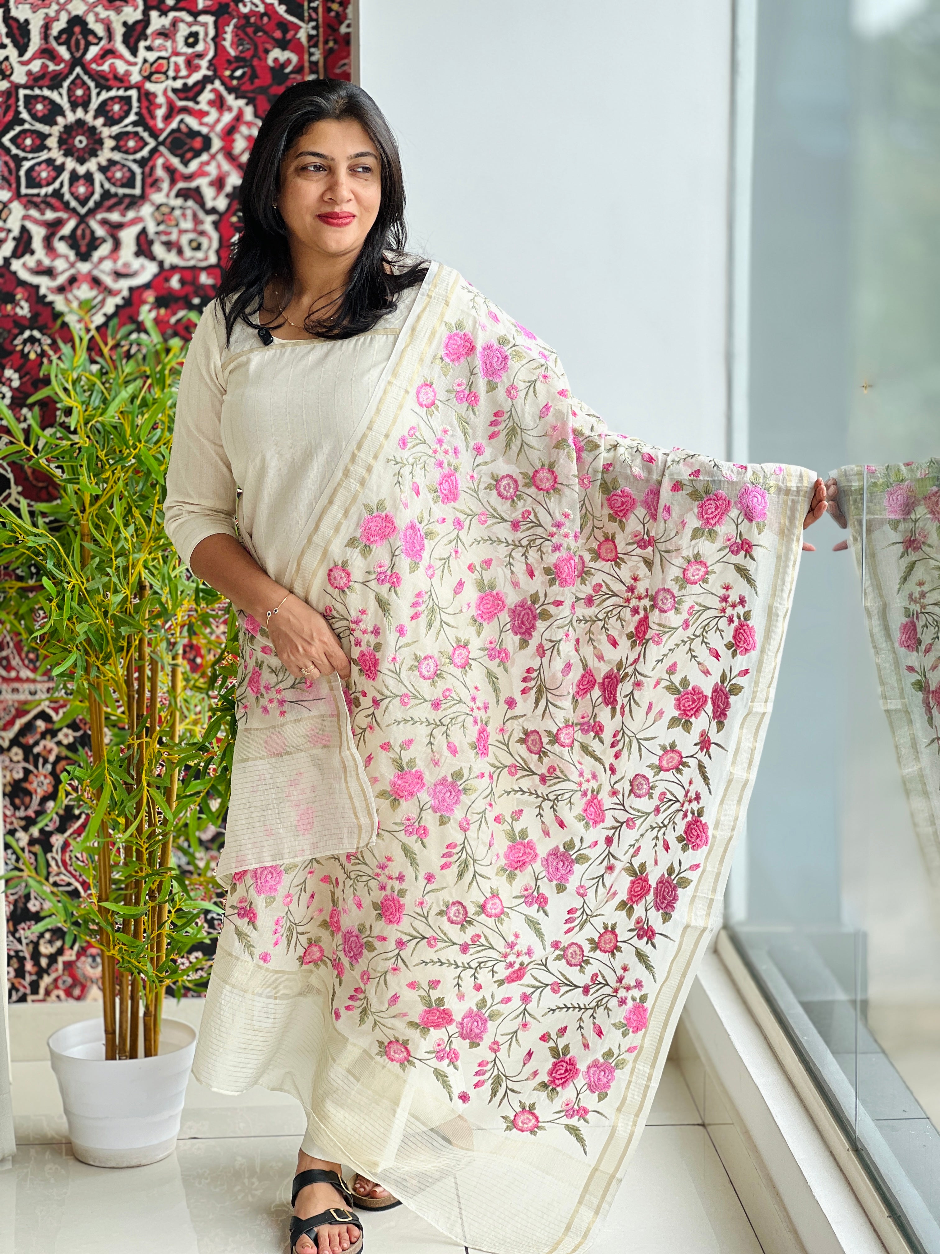 Floral Embroidered Chanderi Salwar Set | MM597