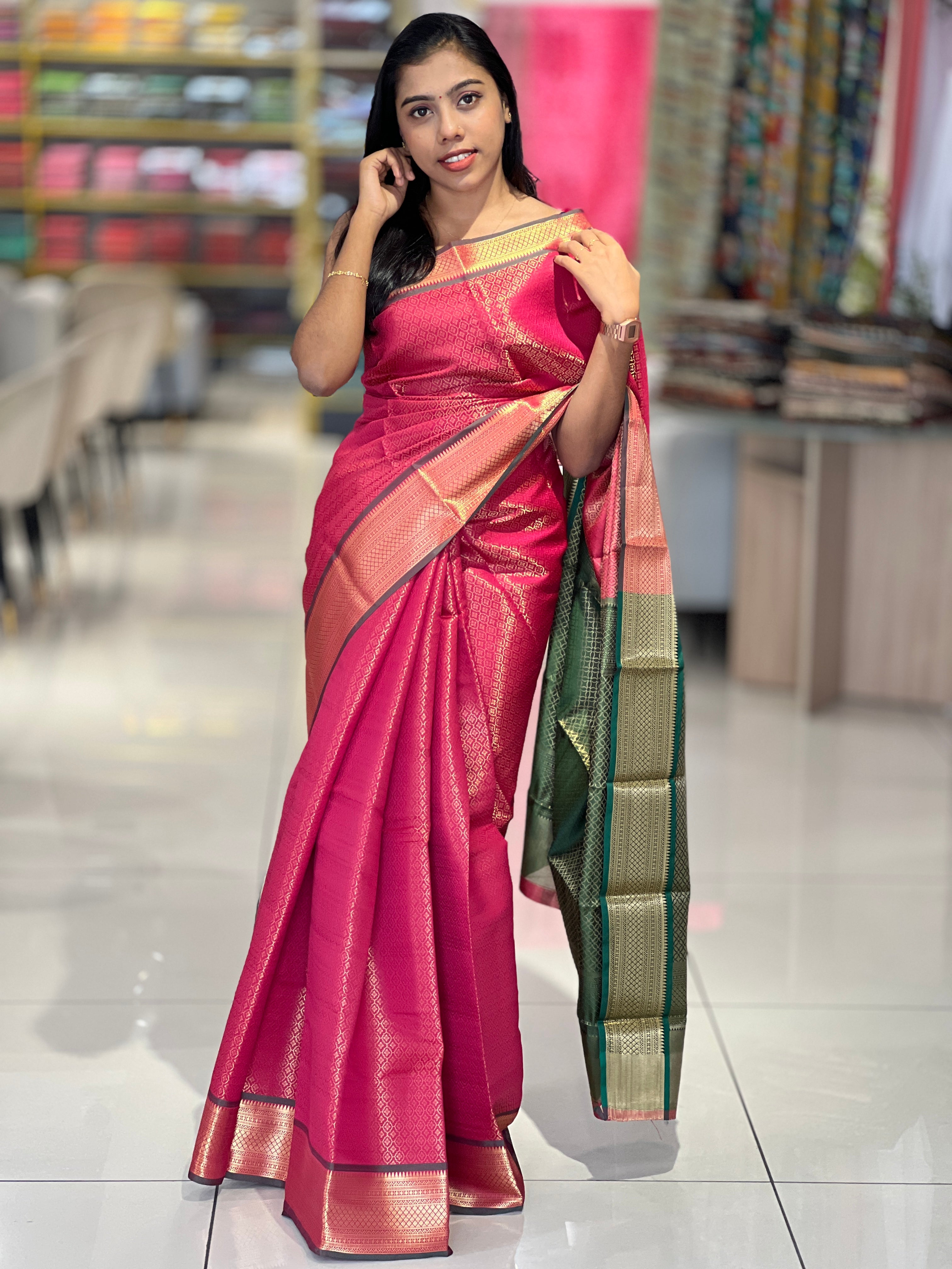 Zari Weaving Floral Patterned Semi Silk Saree | KAC188