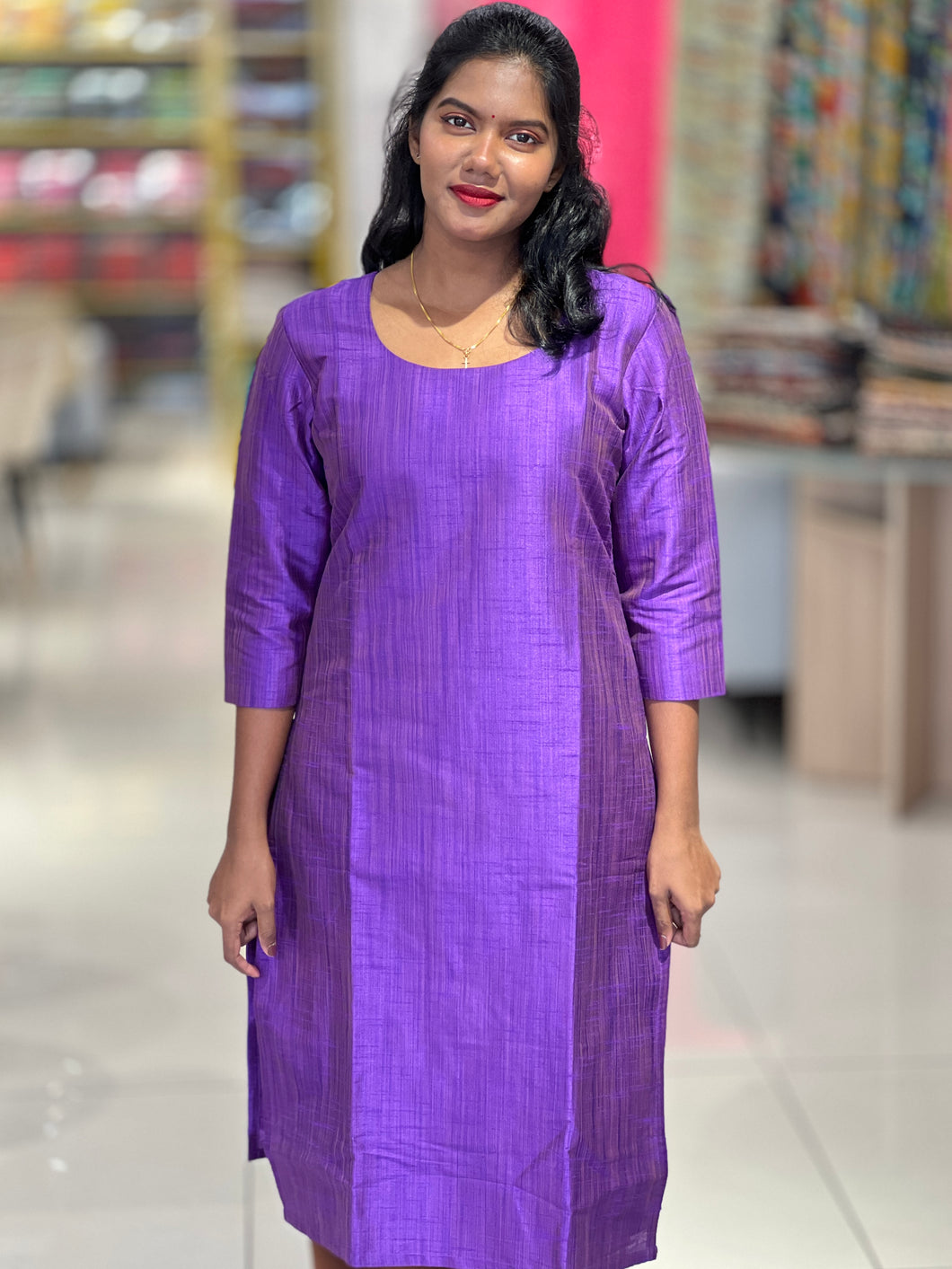 Plain Slub Silk Kurta | DNT543