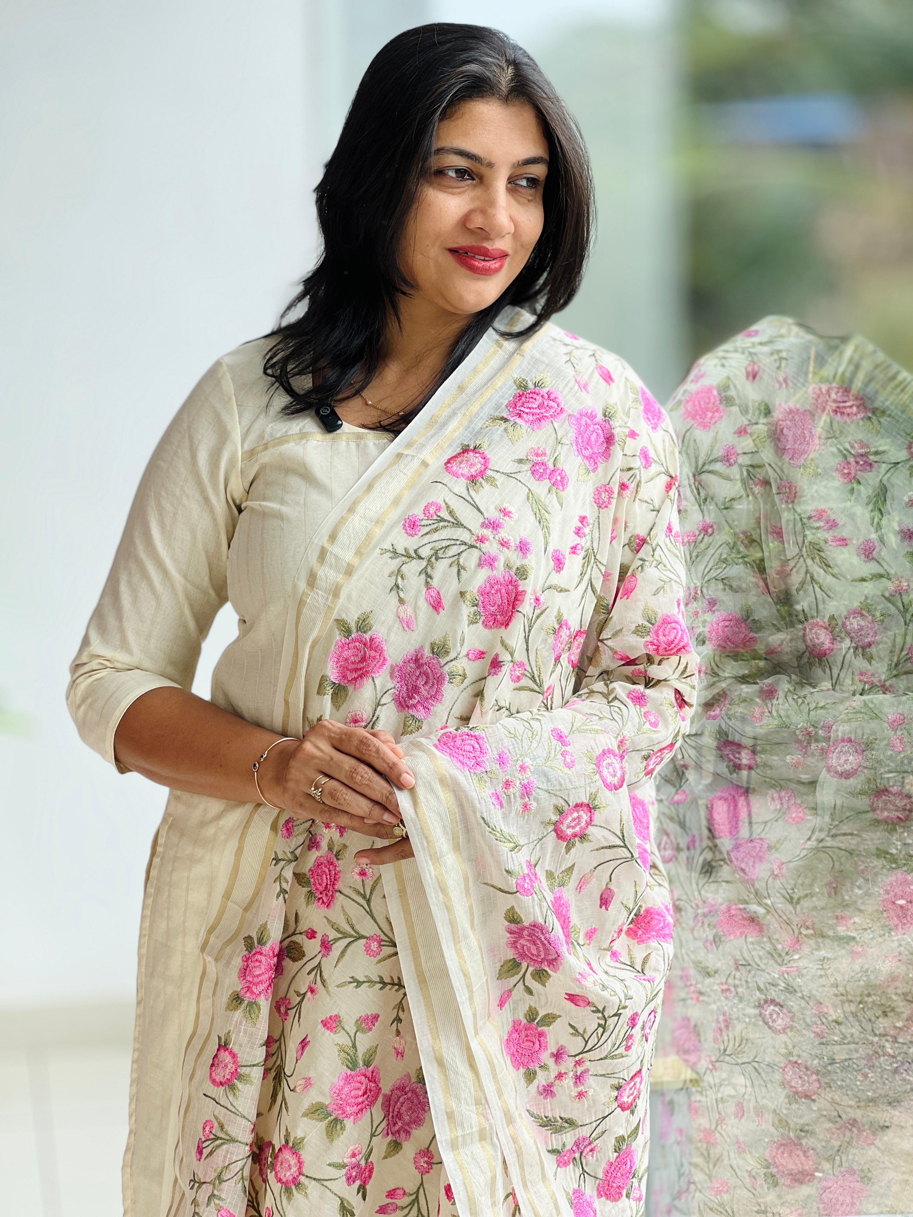 Floral Embroidered Chanderi Salwar Set | MM597