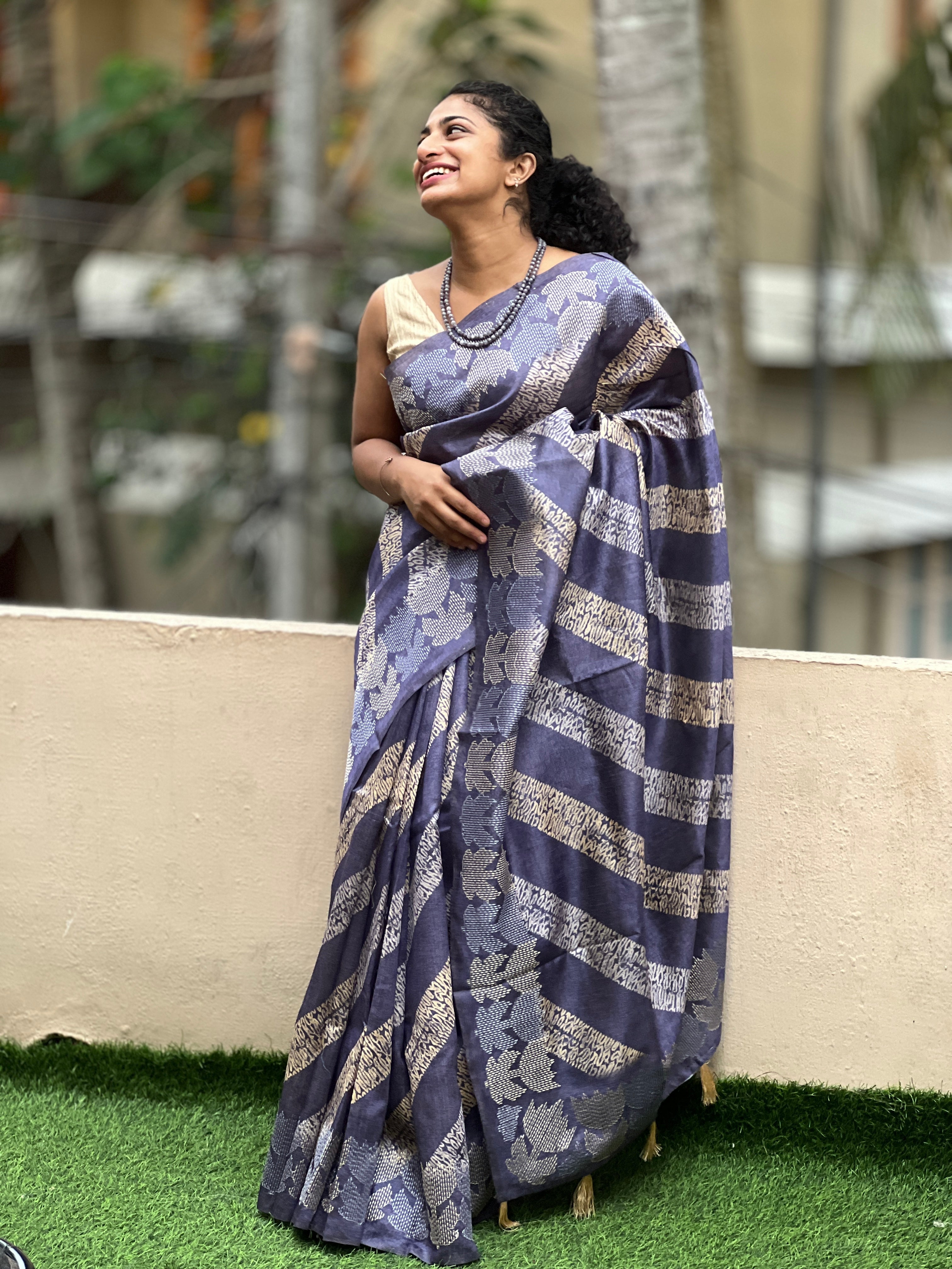 Digital Printed Semi Tussar Saree | BLD389