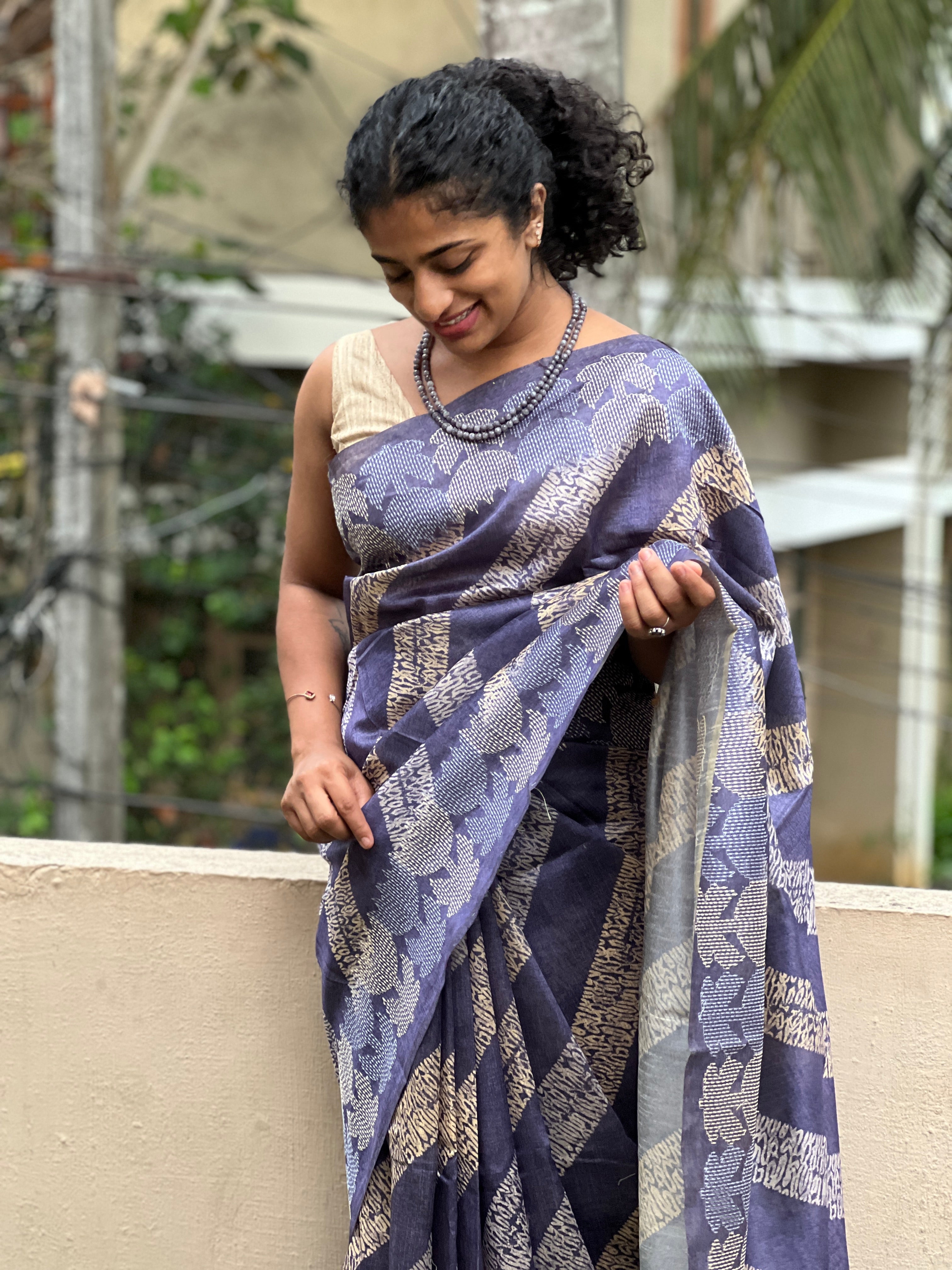 Digital Printed Semi Tussar Saree | BLD389