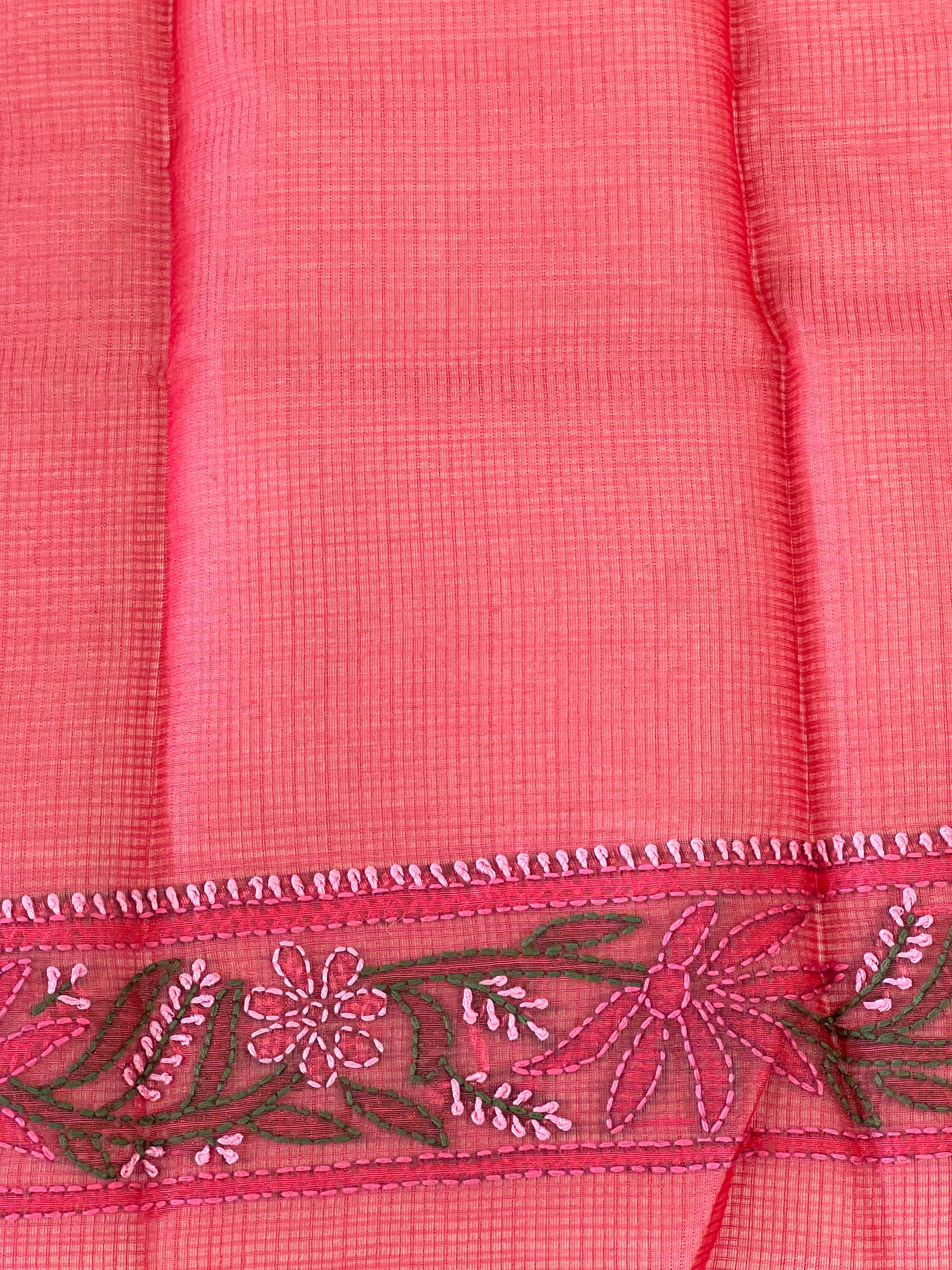 Chikankari Embroidery Detailed Muga Check Organza Saree | JSC503