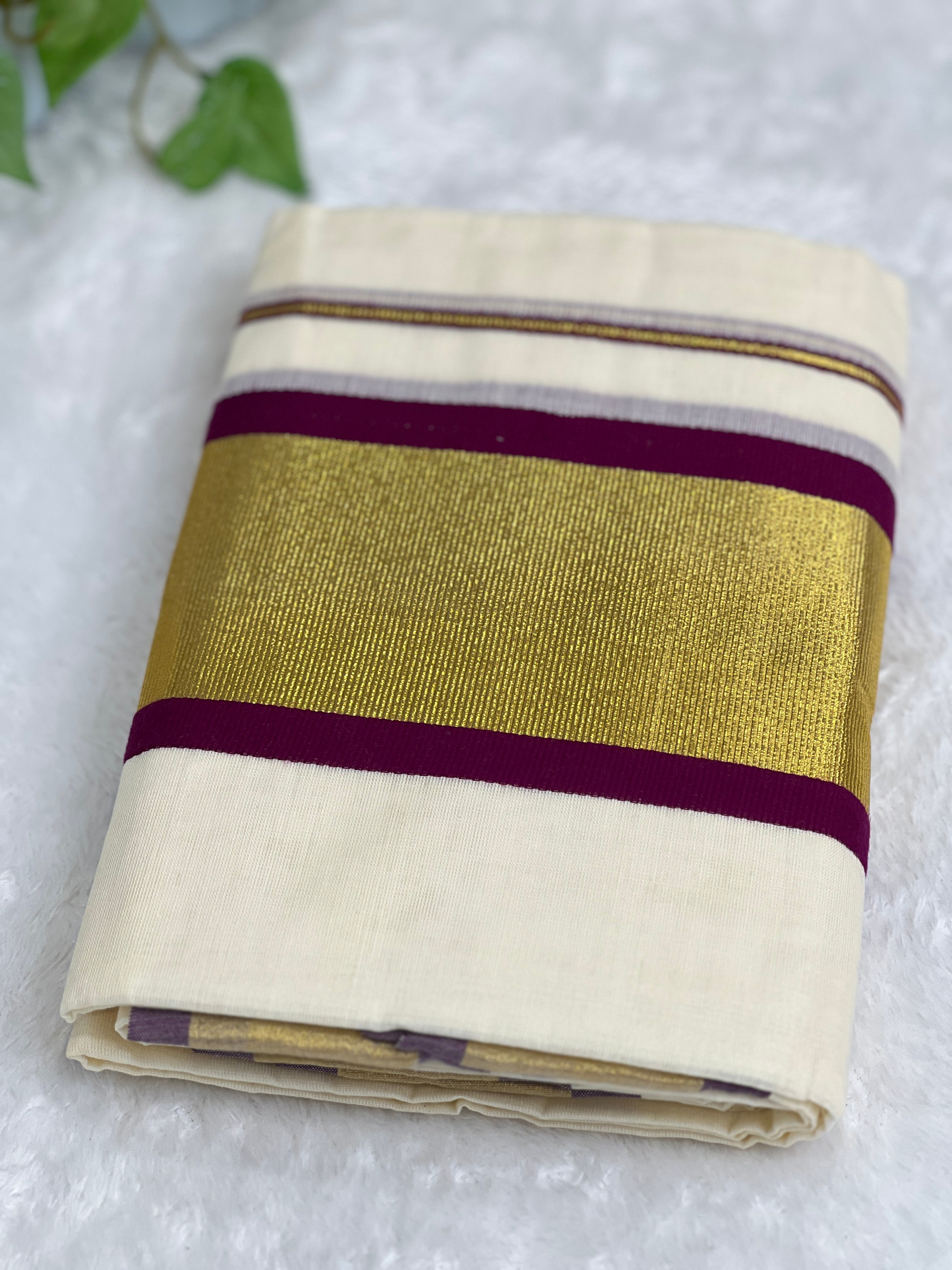 Kara Pattern Border Kerala Cotton Set Mundu | GAT585