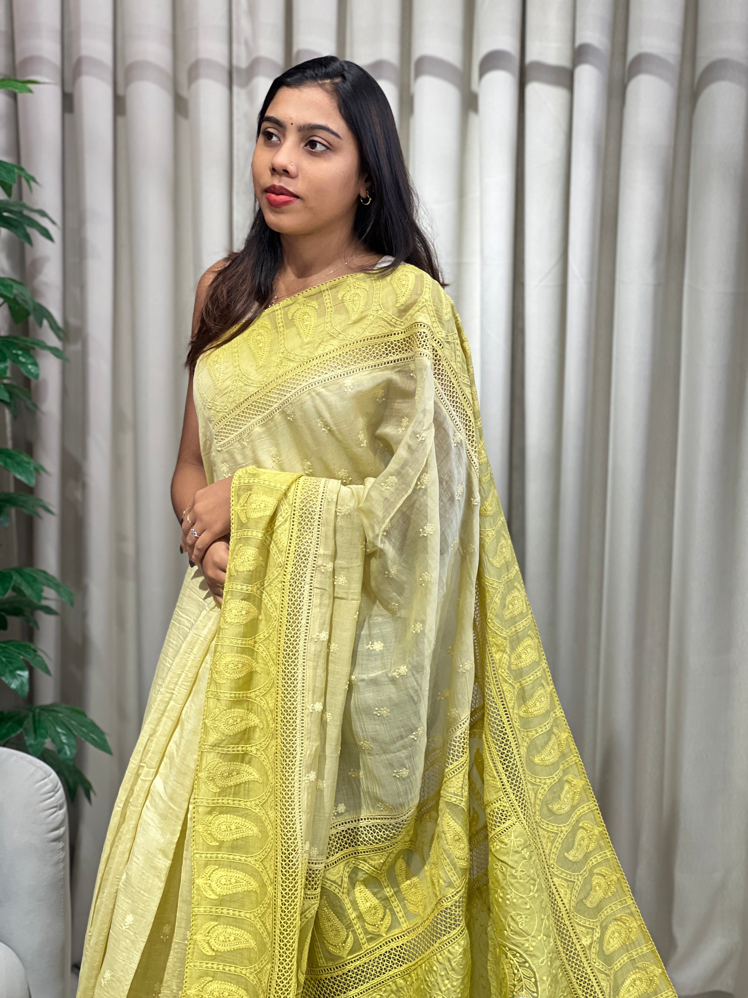 Machine Embroidery Detailed Pure Chanderi Saree | MM377