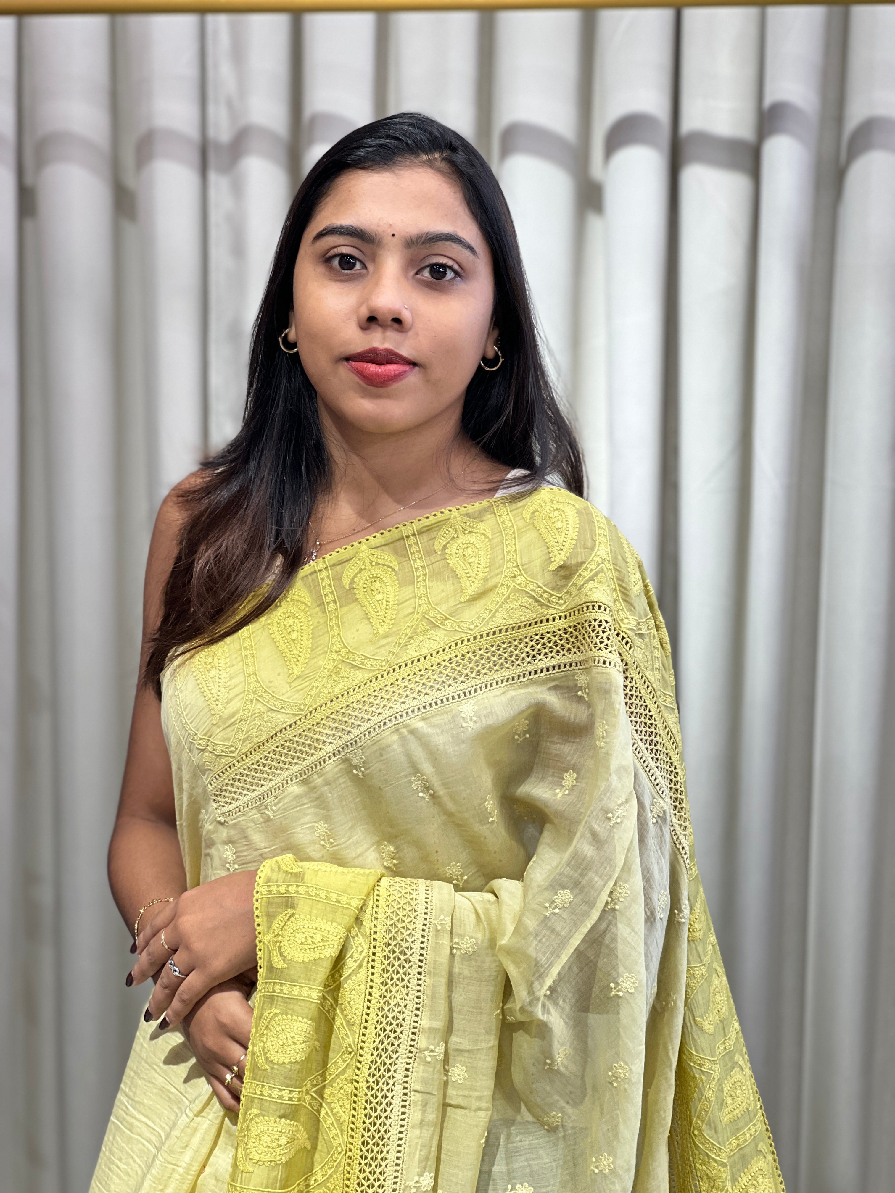 Machine Embroidery Detailed Pure Chanderi Saree | MM377