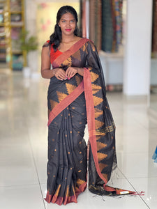 Temple Border Detailed Cotton Silk Saree | RP776