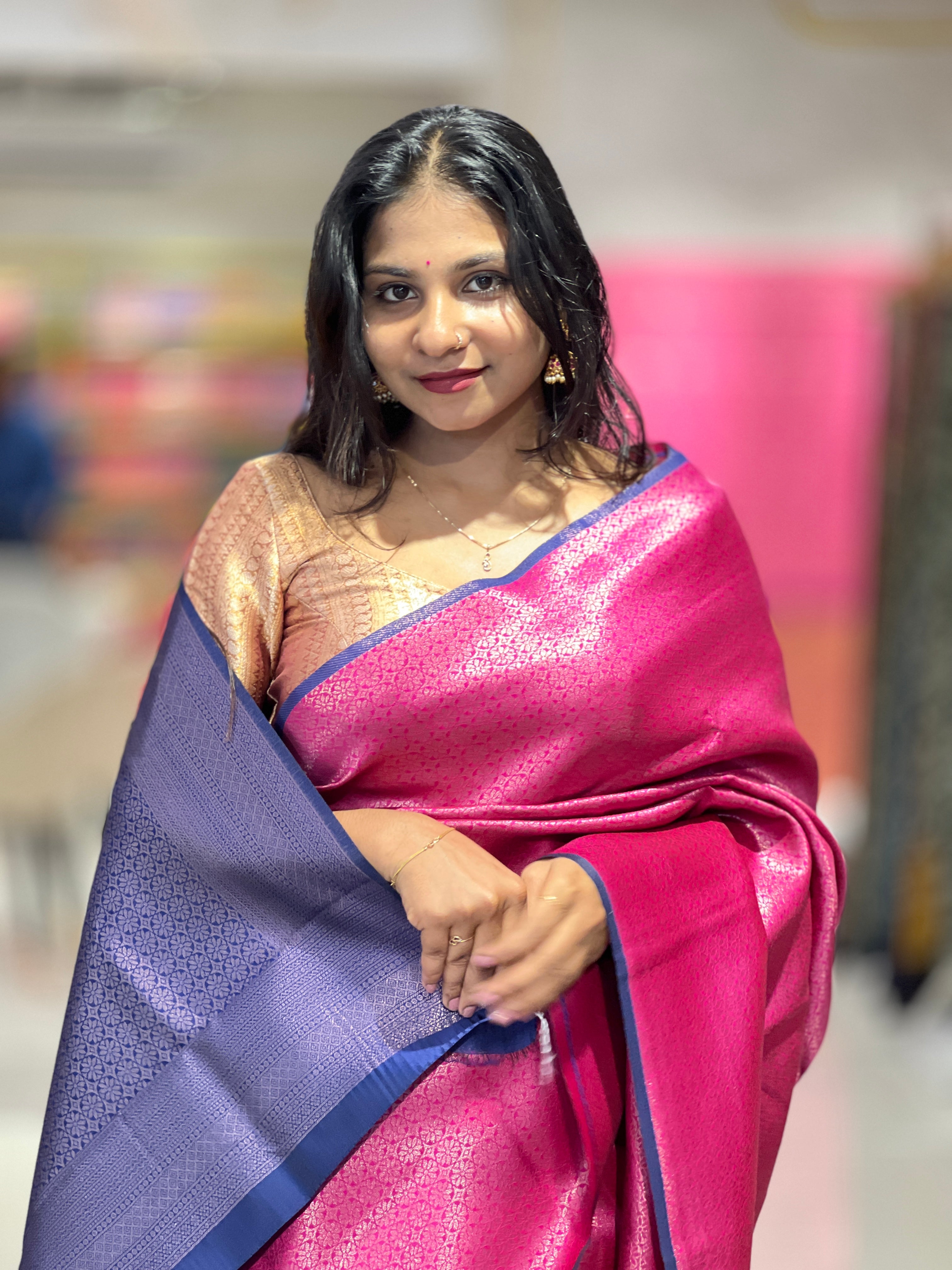 Zari Woven Floral Patterned Semi Silk Saree | KAC119