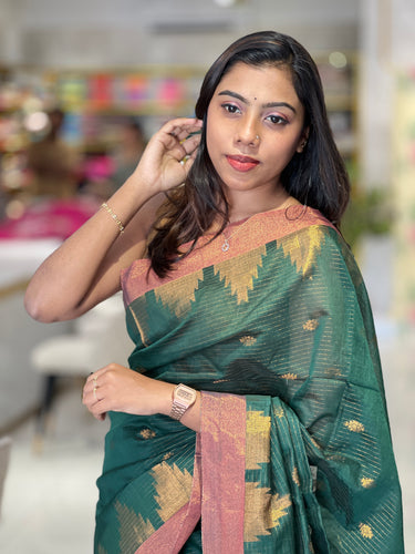 Temple Border Detailed Cotton Silk Saree | RP769