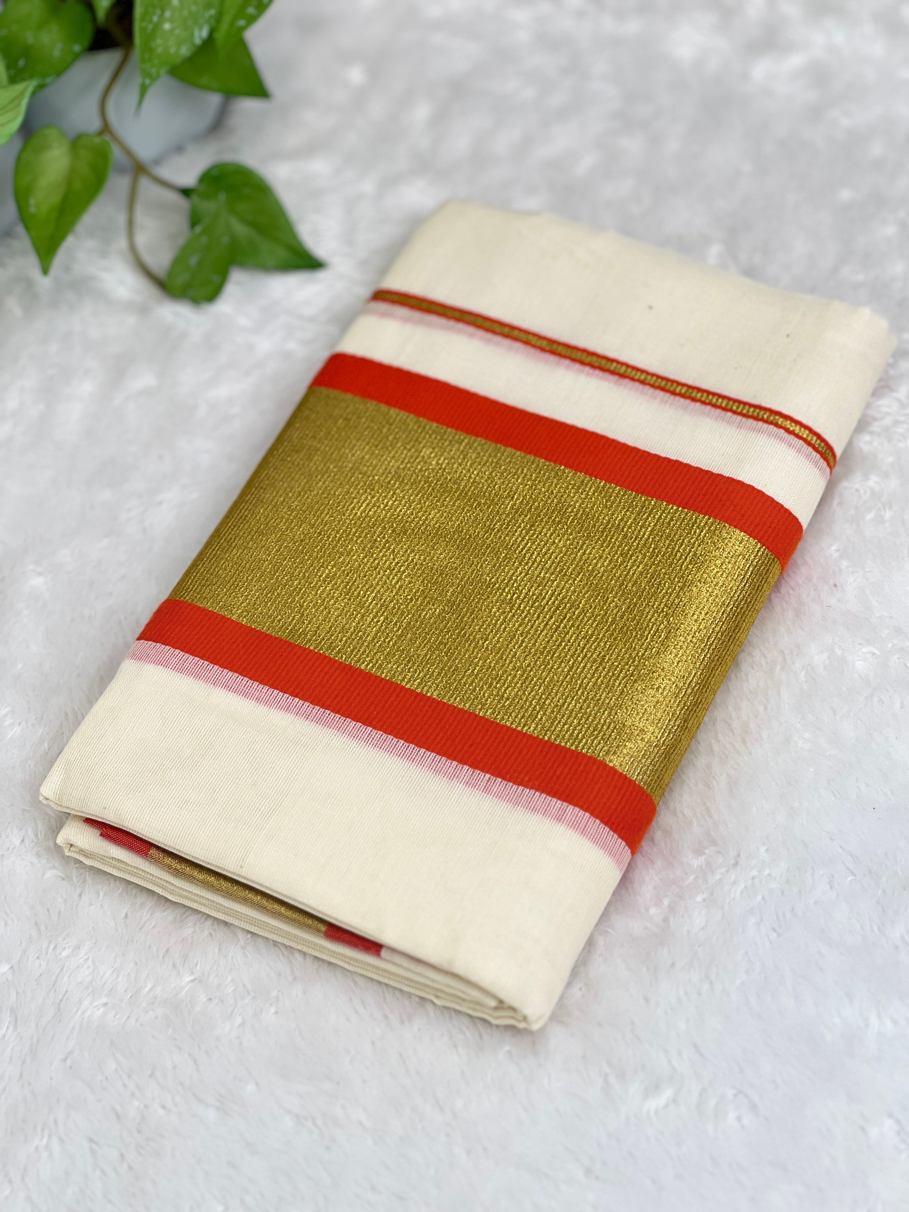 Kara Pattern Border Kerala Cotton Set Mundu | GAT582