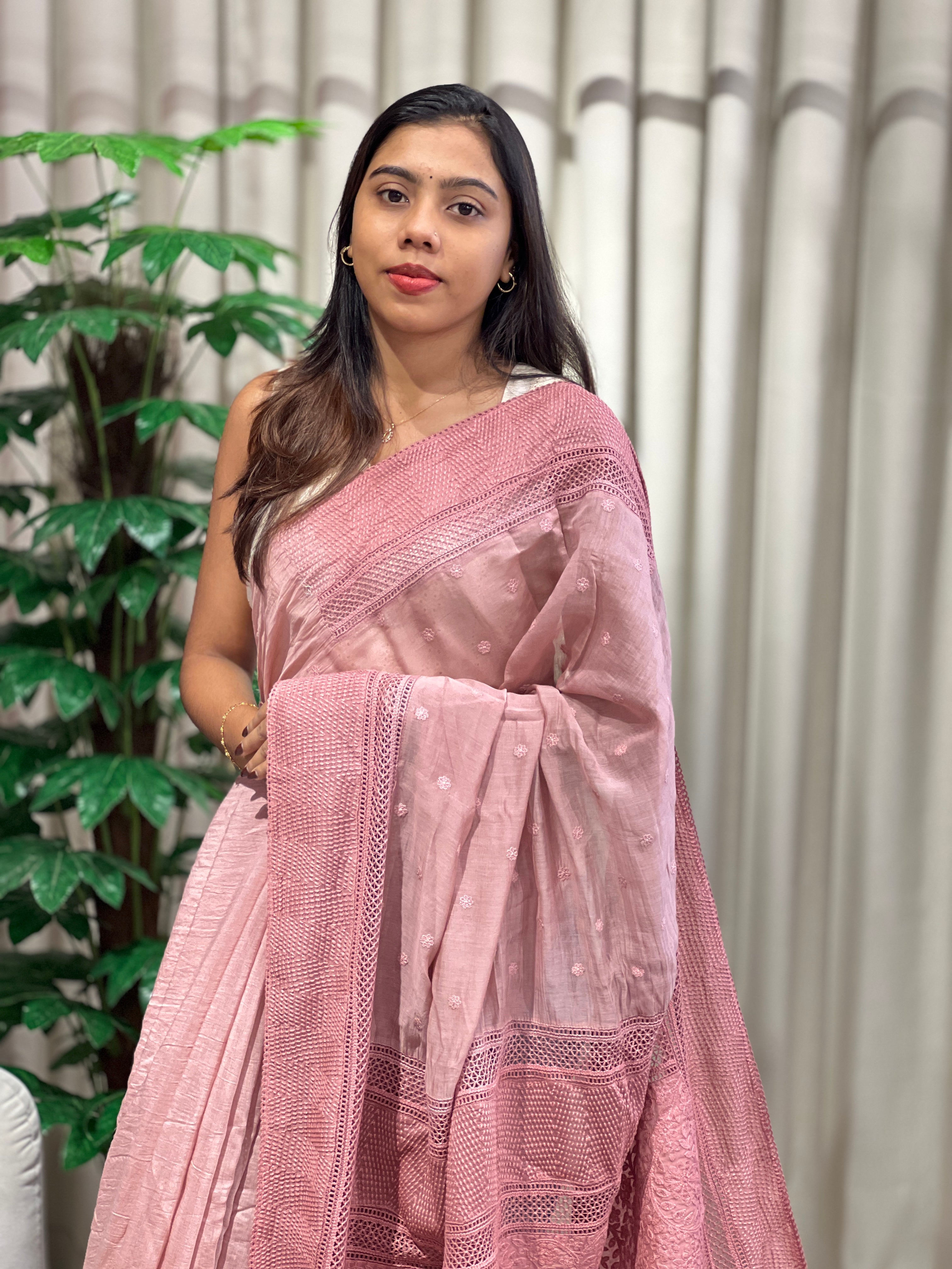 Machine Embroidery Detailed Pure Chanderi Saree | MM378