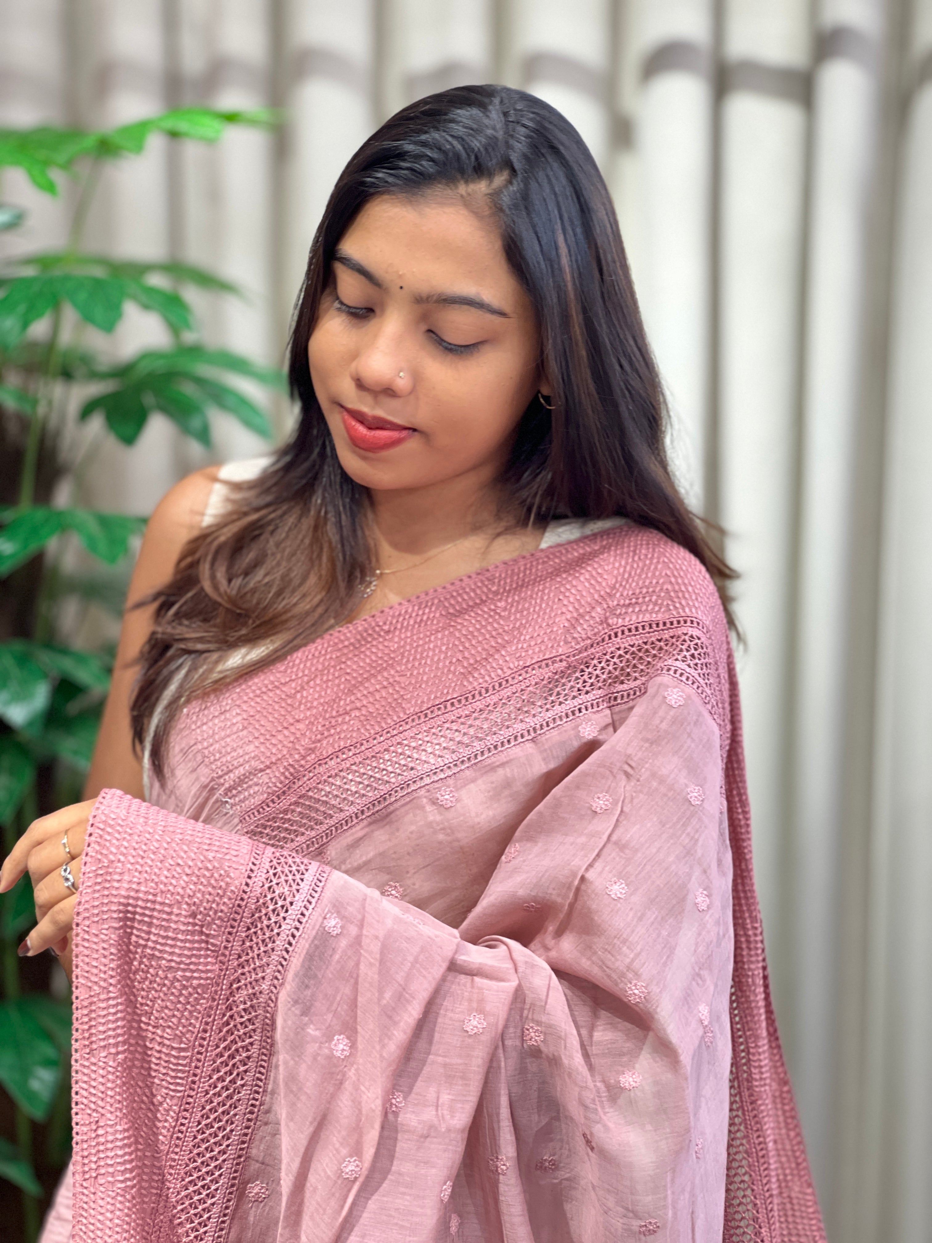 Machine Embroidery Detailed Pure Chanderi Saree | MM378