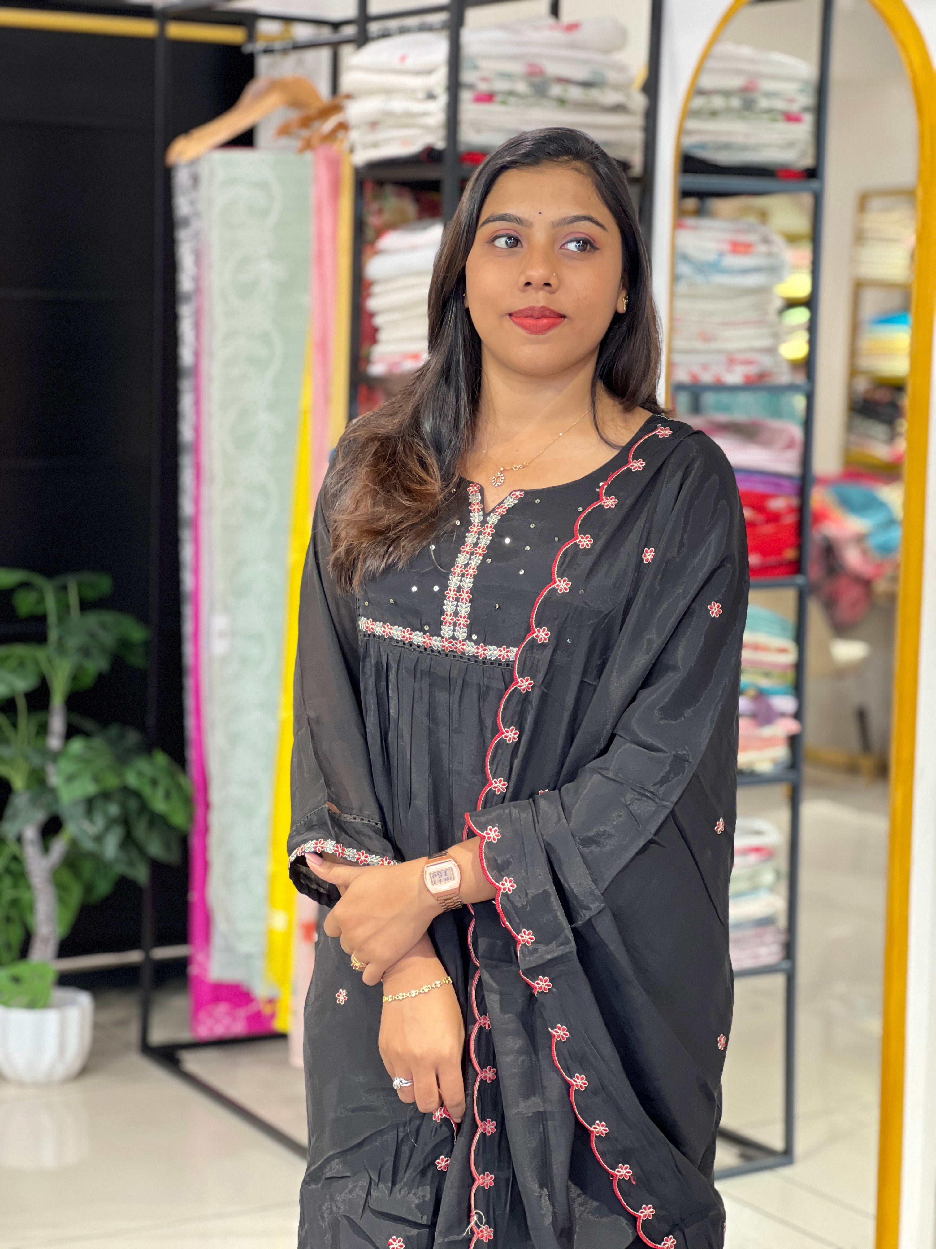 Embroidered Mul Chanderi Kurta set | KKR102