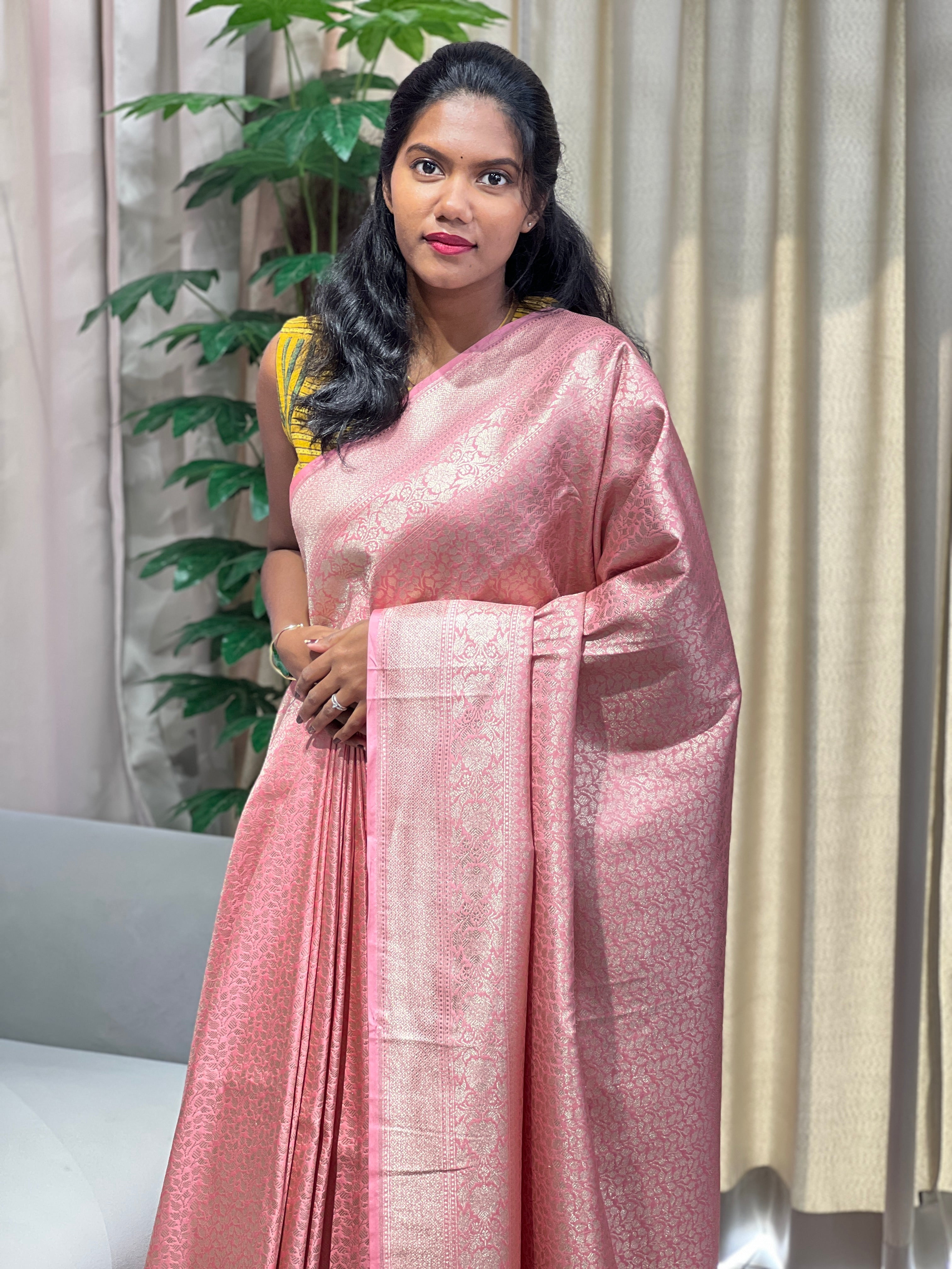 Leaf Patterned Banarasi Saree | YNG1054