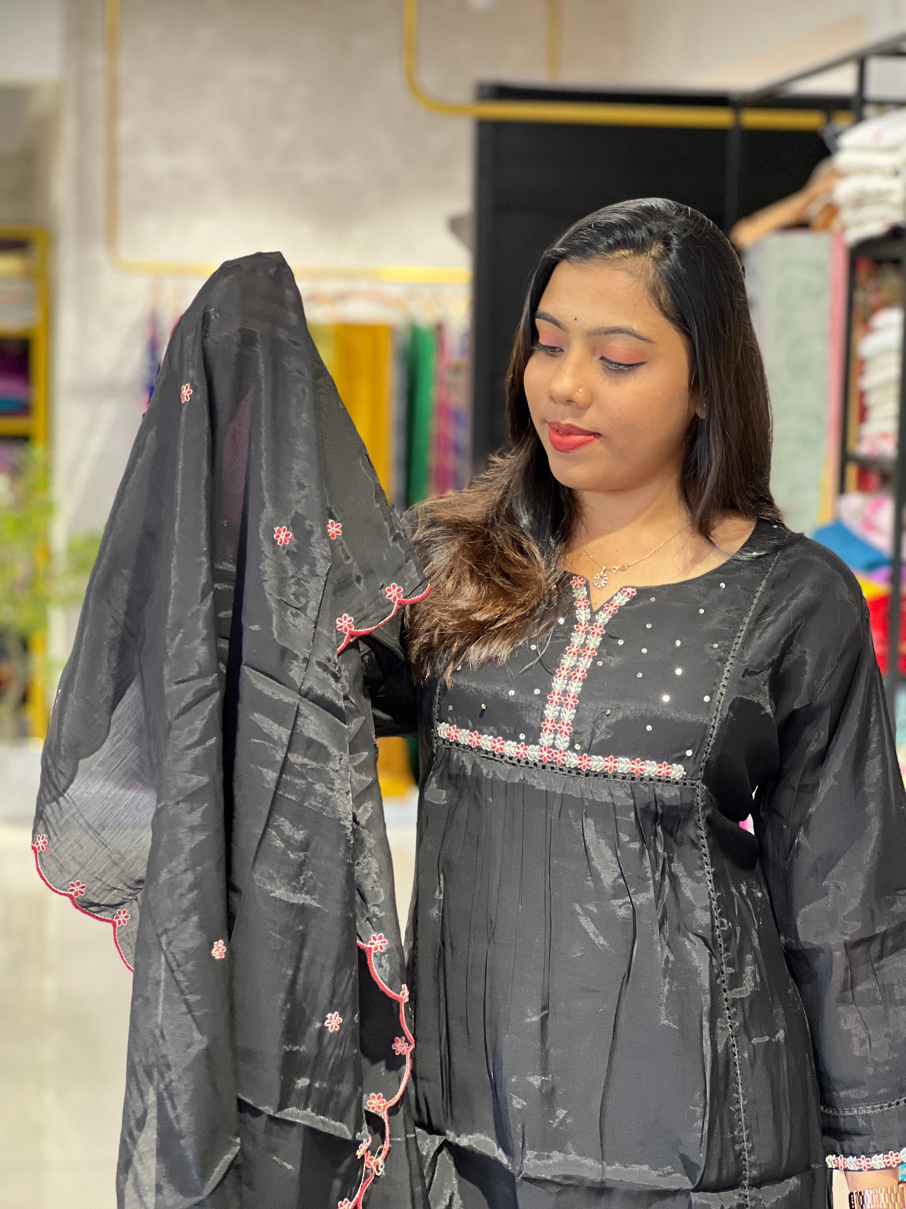 Embroidered Mul Chanderi Kurta set | KKR102