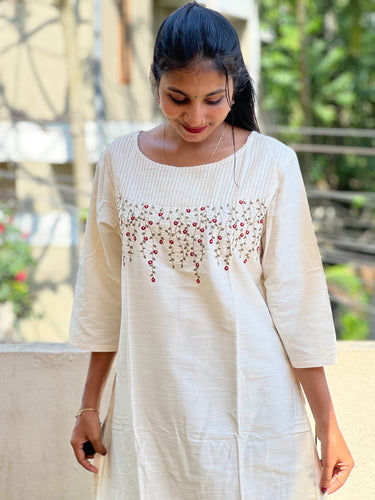 Embroidered Slub Silk Kurta | RGA257