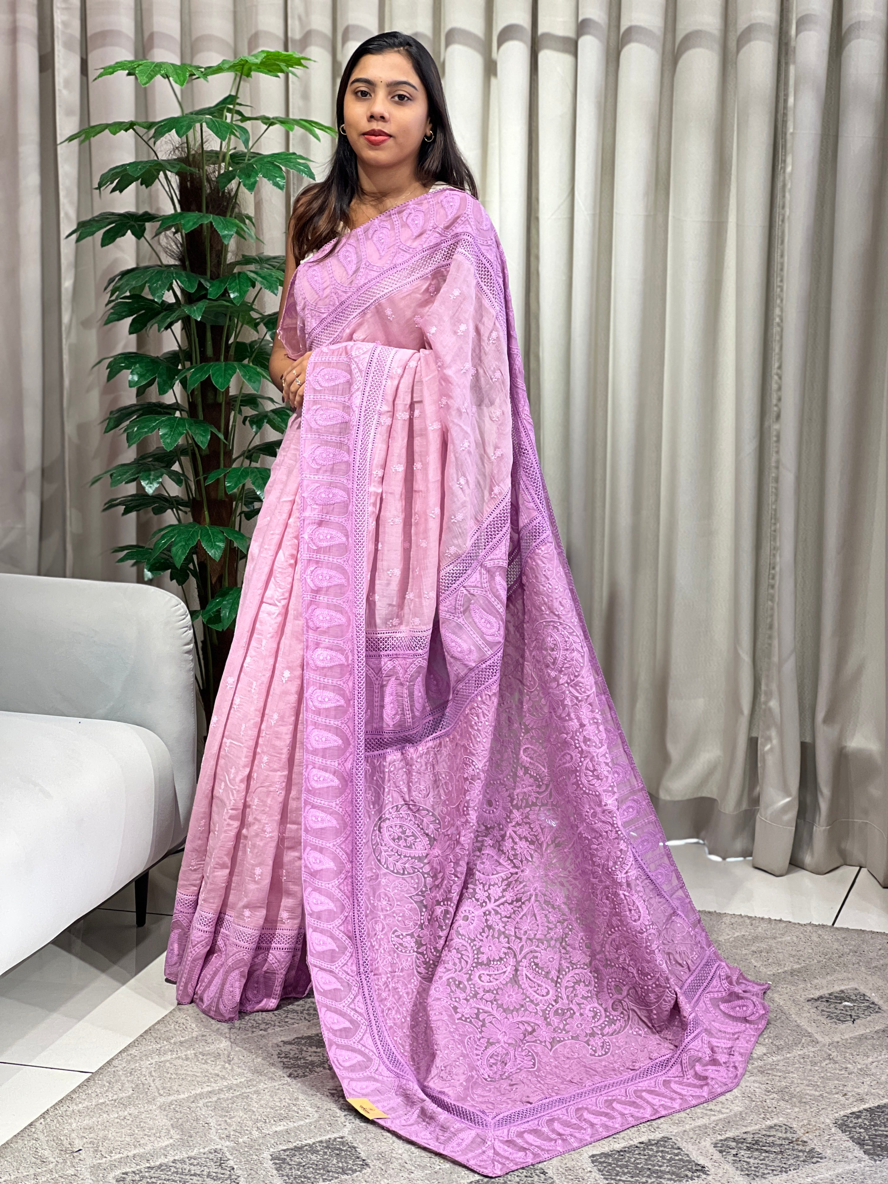 Machine Embroidery Detailed Pure Chanderi Saree | MM376