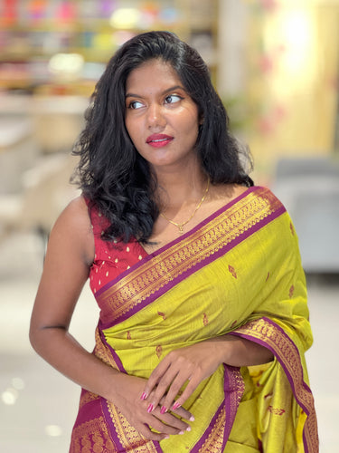 Traditional Thread Weaved Cotton Saree | ONA120