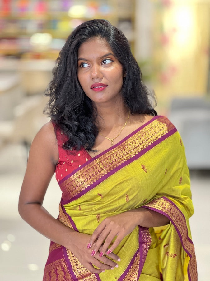 Traditional Thread Weaved Cotton Saree | ONA120