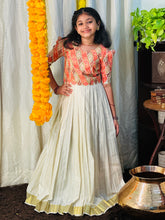 Ikkat Print With Embroidery Detailed Cotton Unstitched Top & Skirt | ONK112