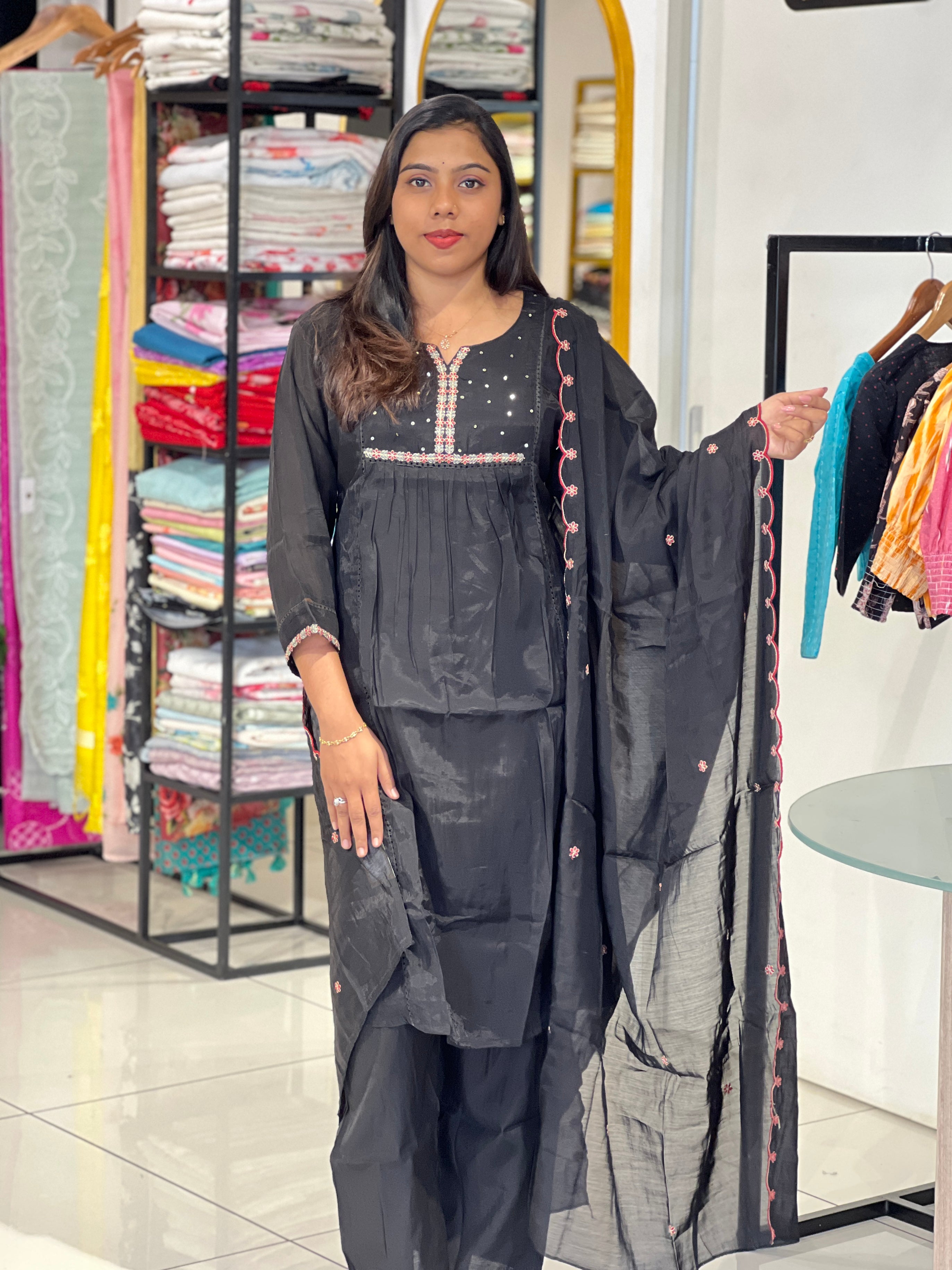 Embroidered Mul Chanderi Kurta set | KKR102