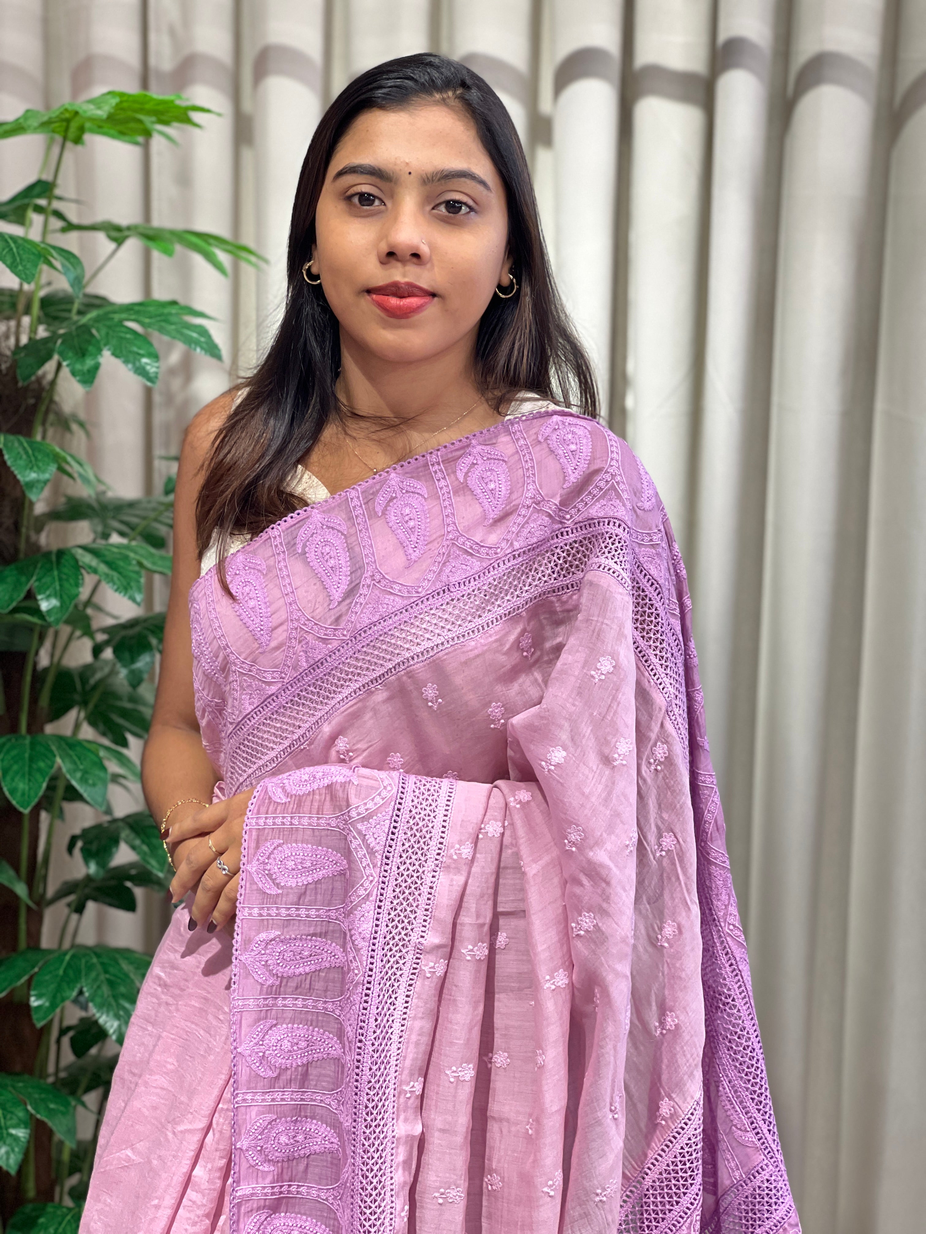 Machine Embroidery Detailed Pure Chanderi Saree | MM376