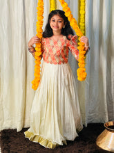 Ikkat Print With Embroidery Detailed Cotton Unstitched Top & Skirt | ONK112