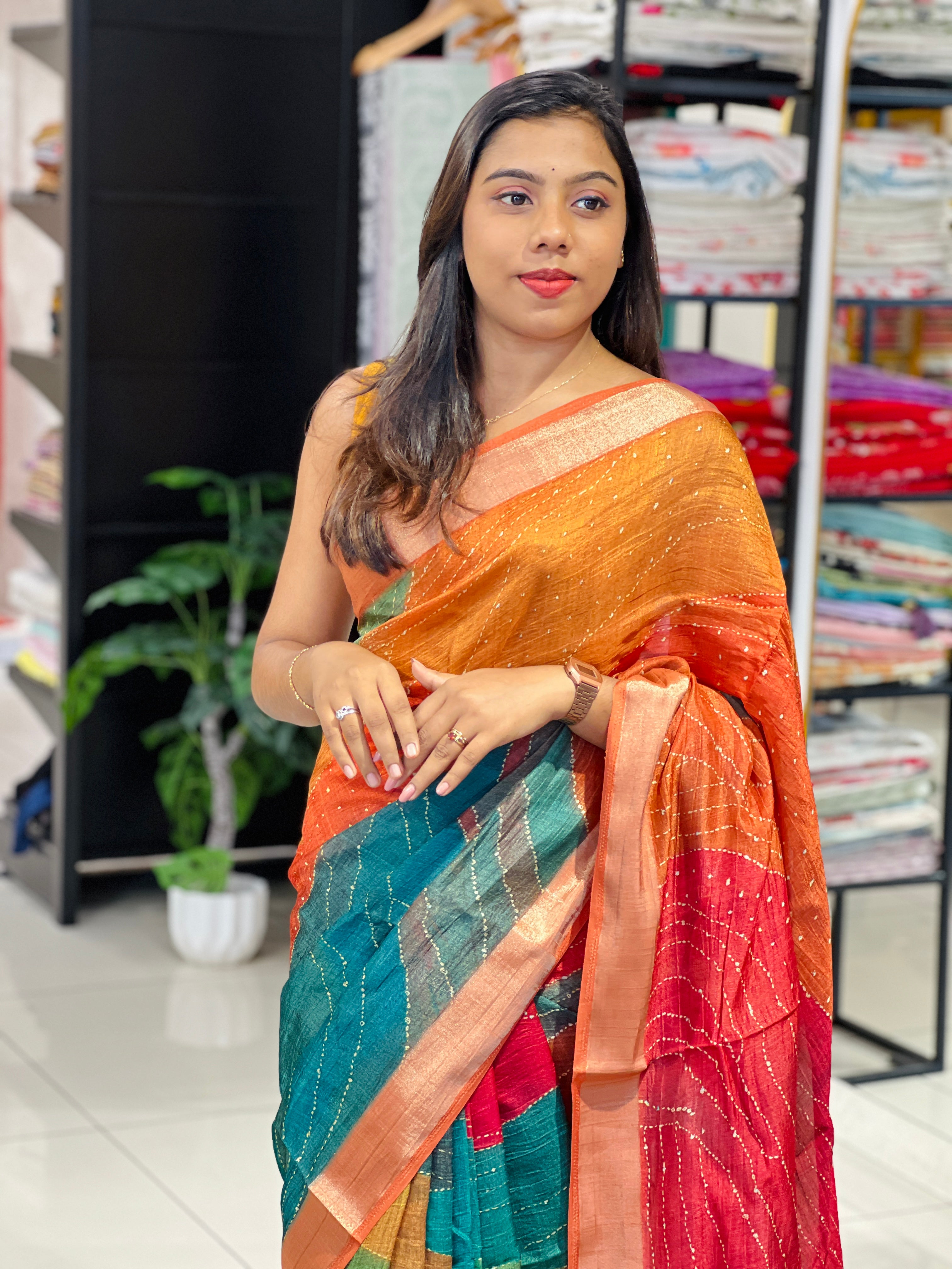 Printed Pattern Geecha Tussar Saree | SSN517