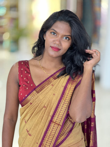 Traditional Thread Weaved Cotton Saree | ONA114