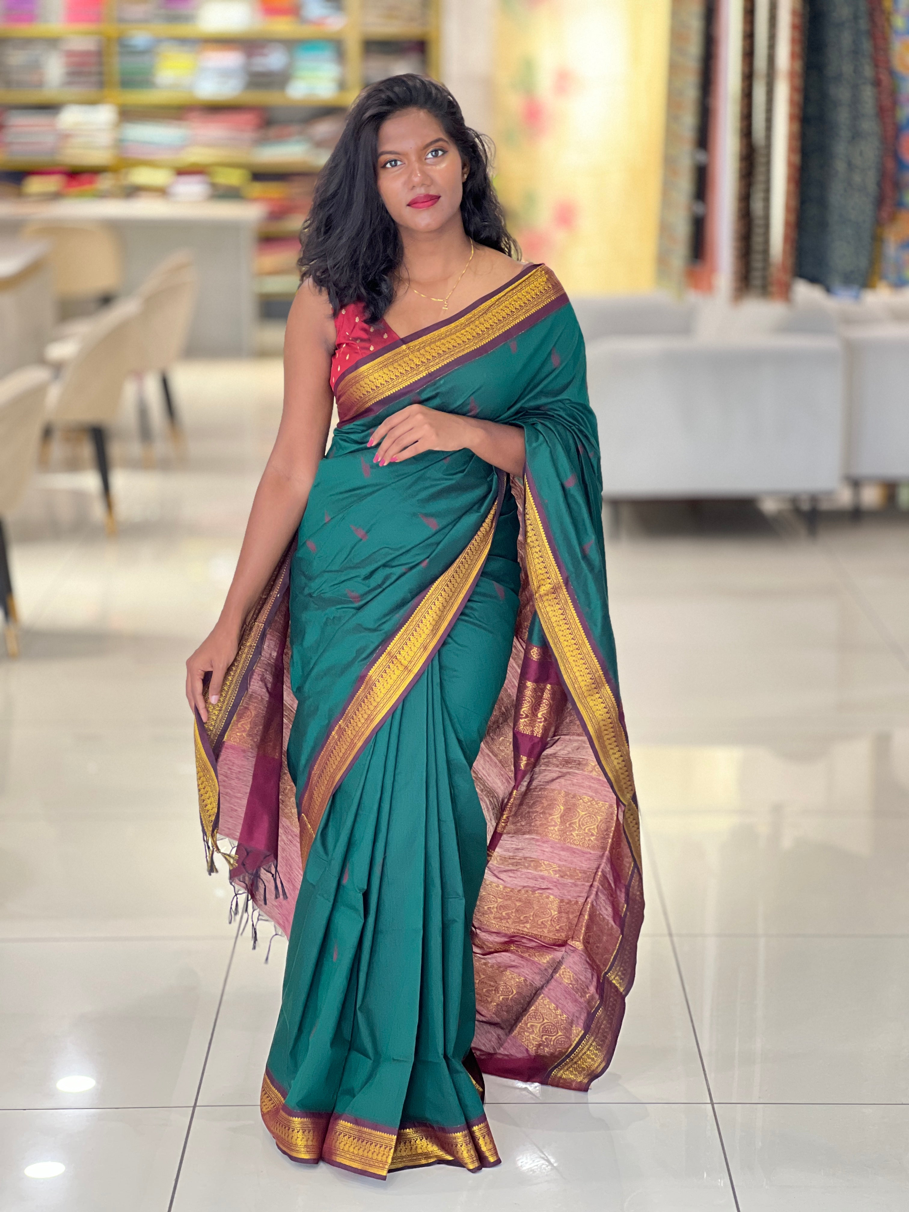 Traditional Thread Weaved Cotton Saree | ONA118