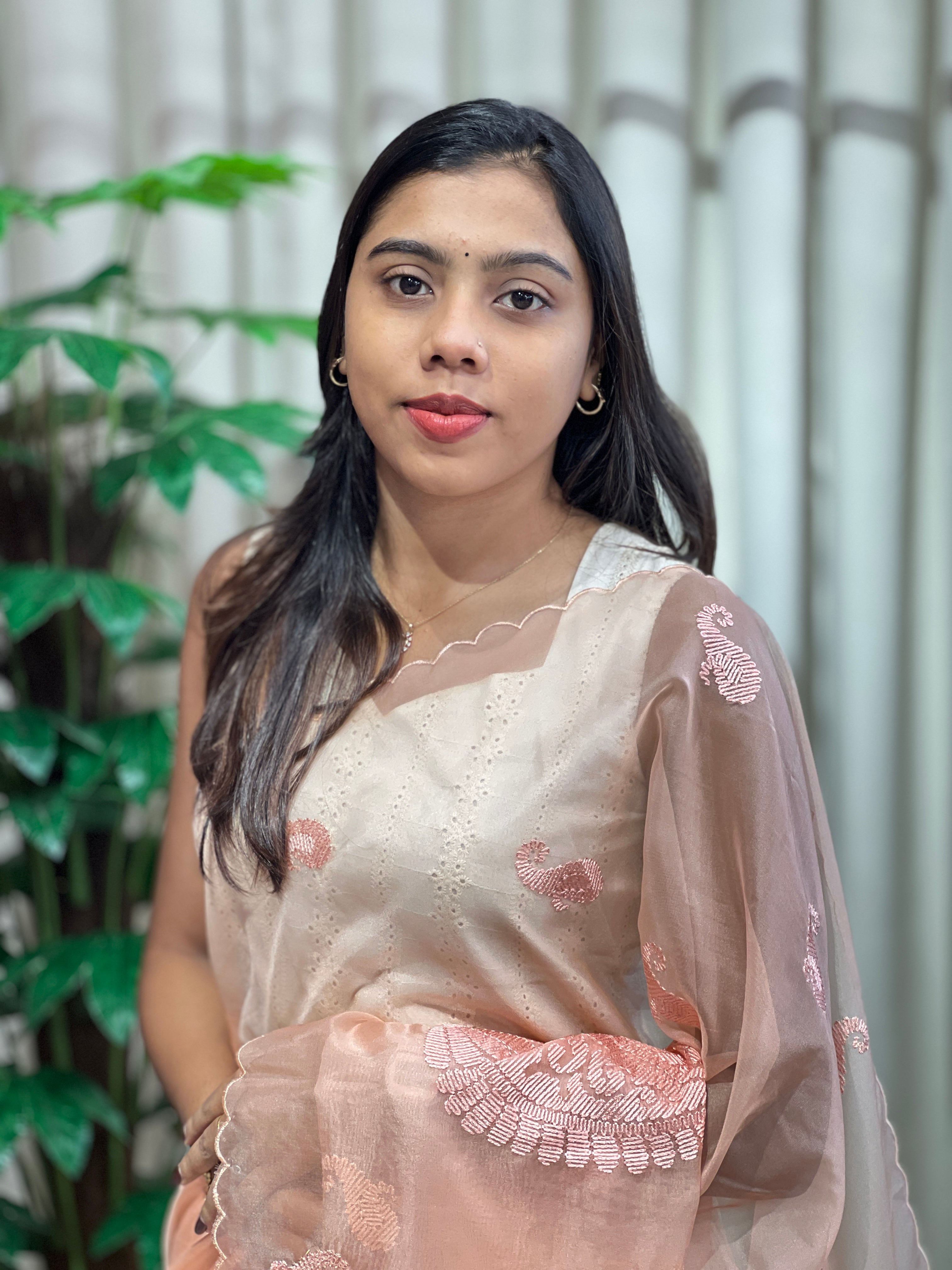 Paisley Embroidery Detailed Organza Saree | MM392