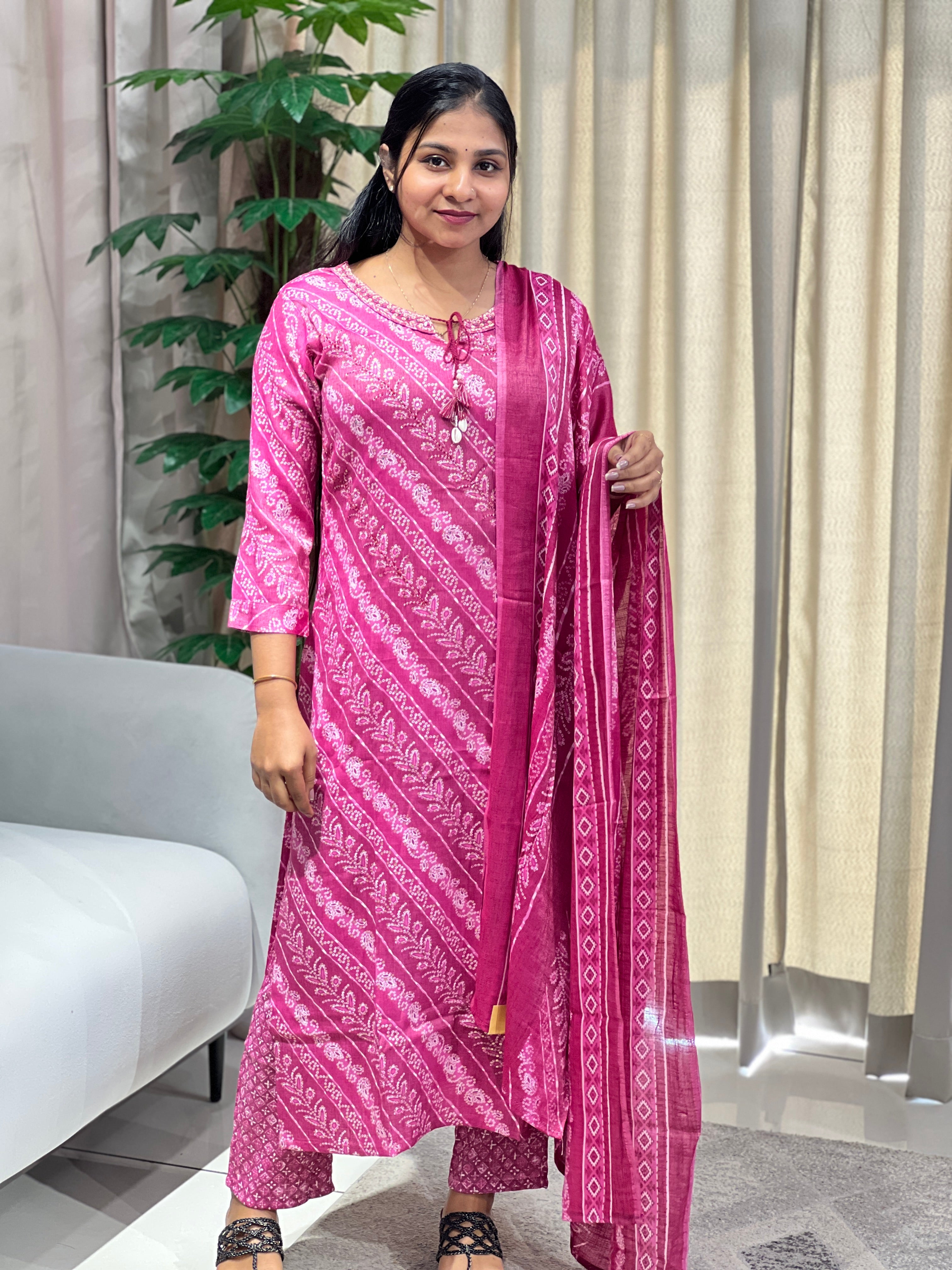 Printed Detailed Rayon Kurta Set | FW363