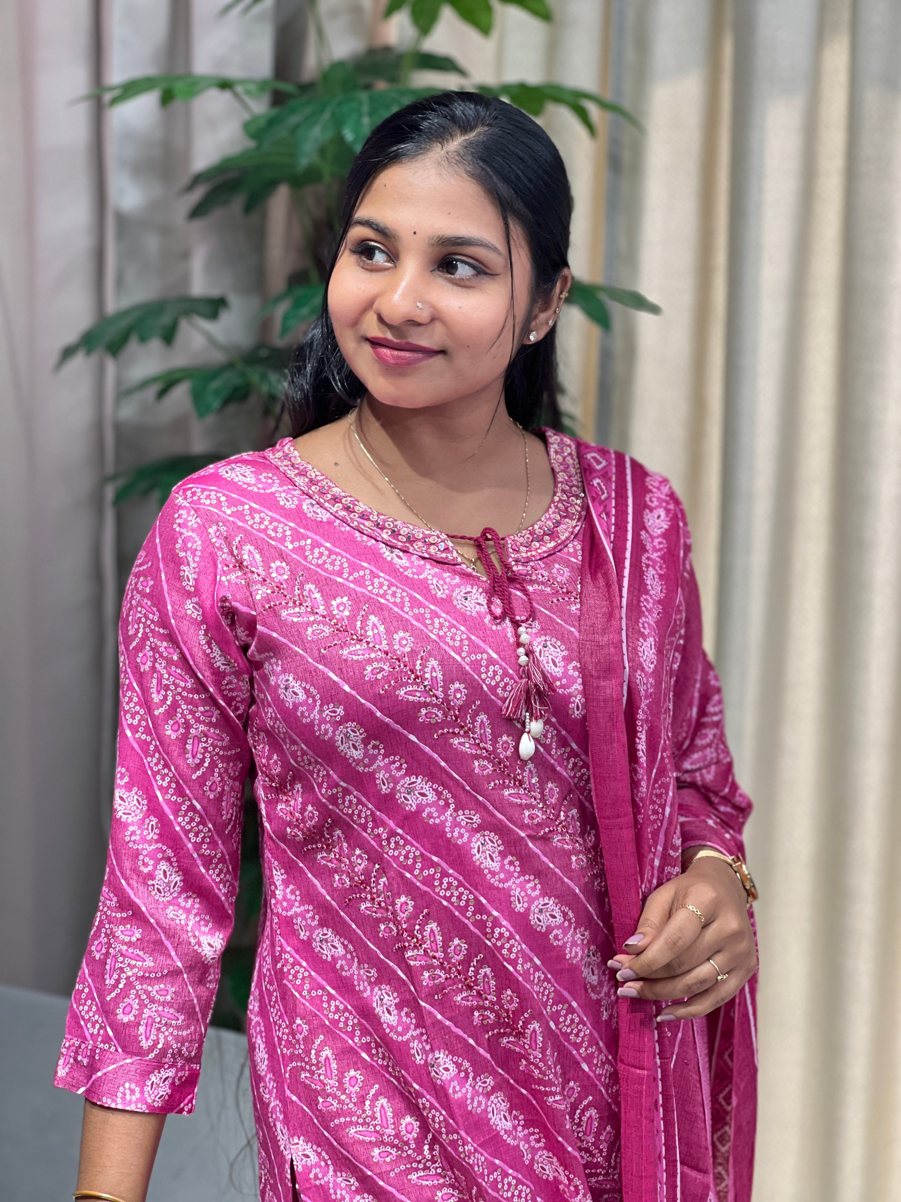 Printed Detailed Rayon Kurta Set | FW363