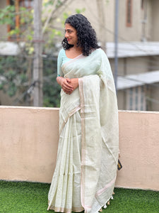 Golden Lurex Yarns  Linen  Saree | DLS225