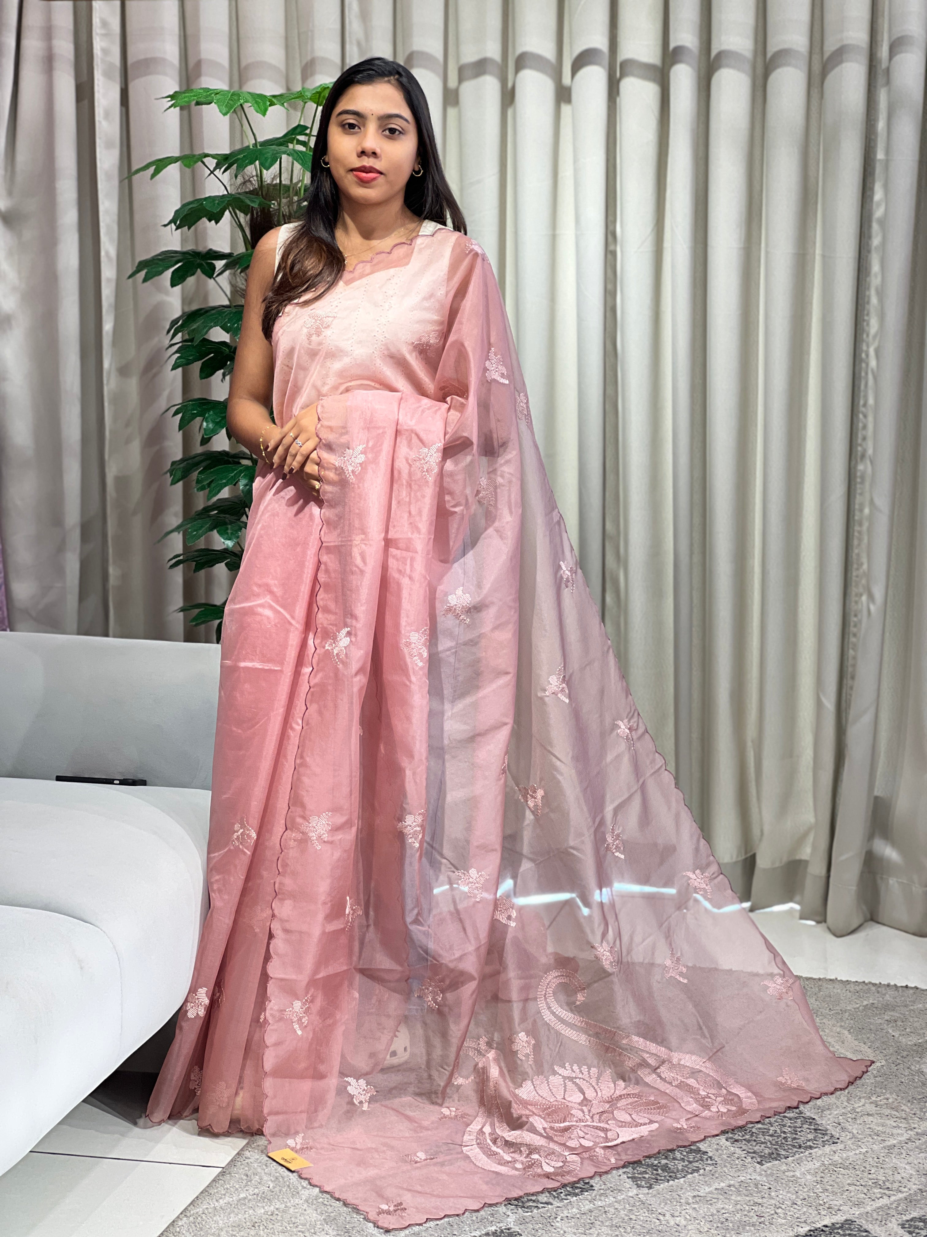 Embroidery Detailed Organza Saree | MM395