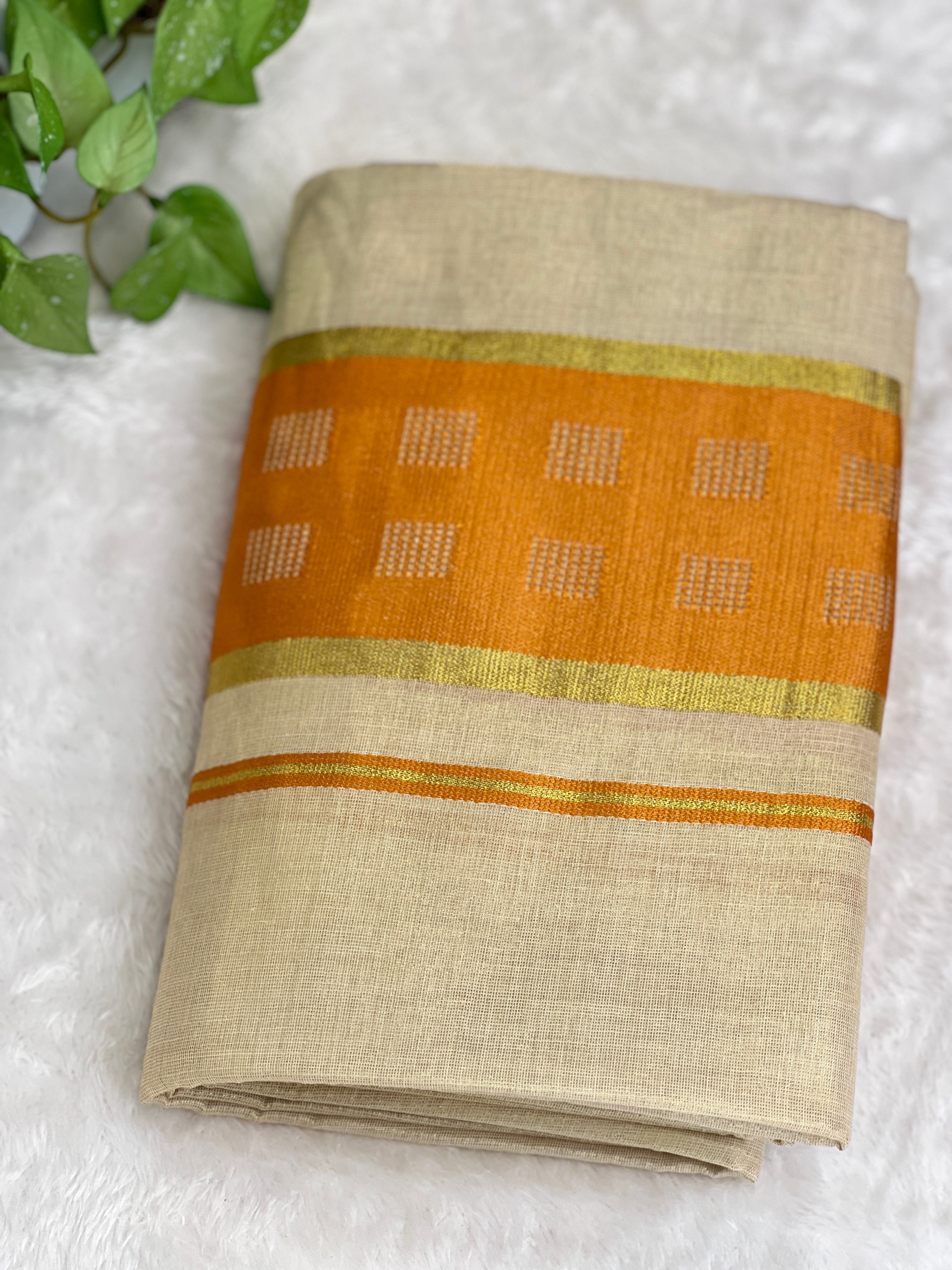 Traditional Khatam Pattern Tissue Set Mundu | GAT568