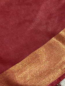 Golden Zari Weaving Bhagalpuri Linen Saree | SK380