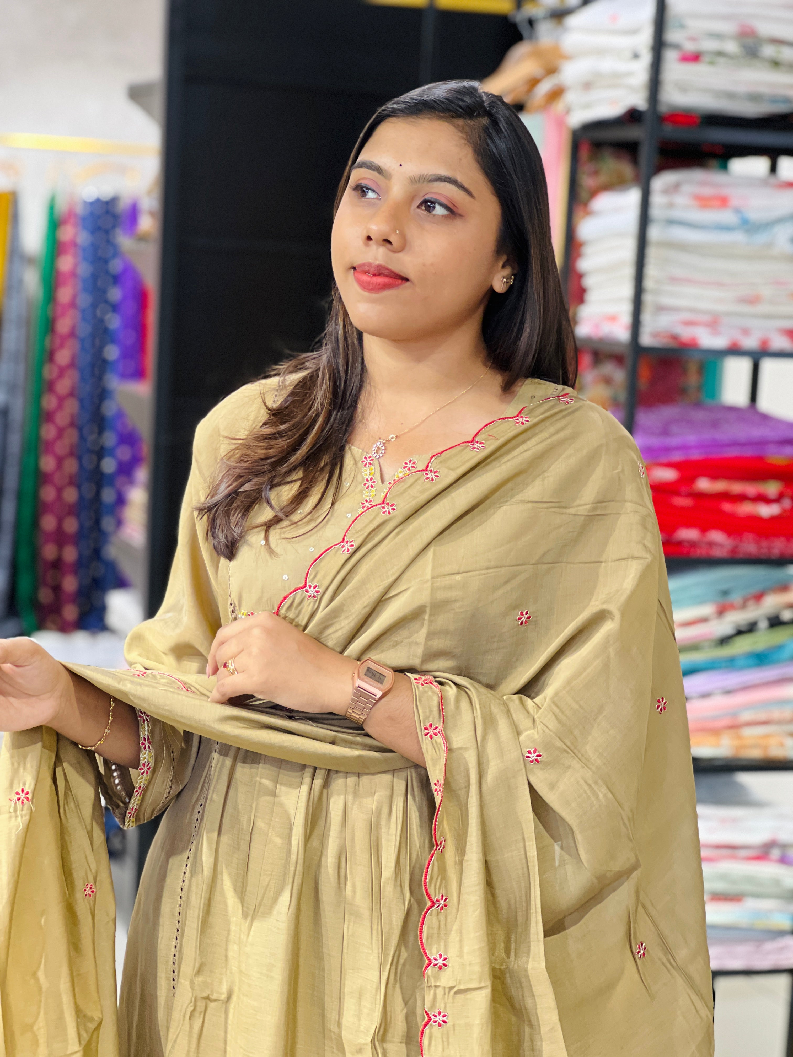 Embroidered Mul Chanderi Kurta set | KKR101