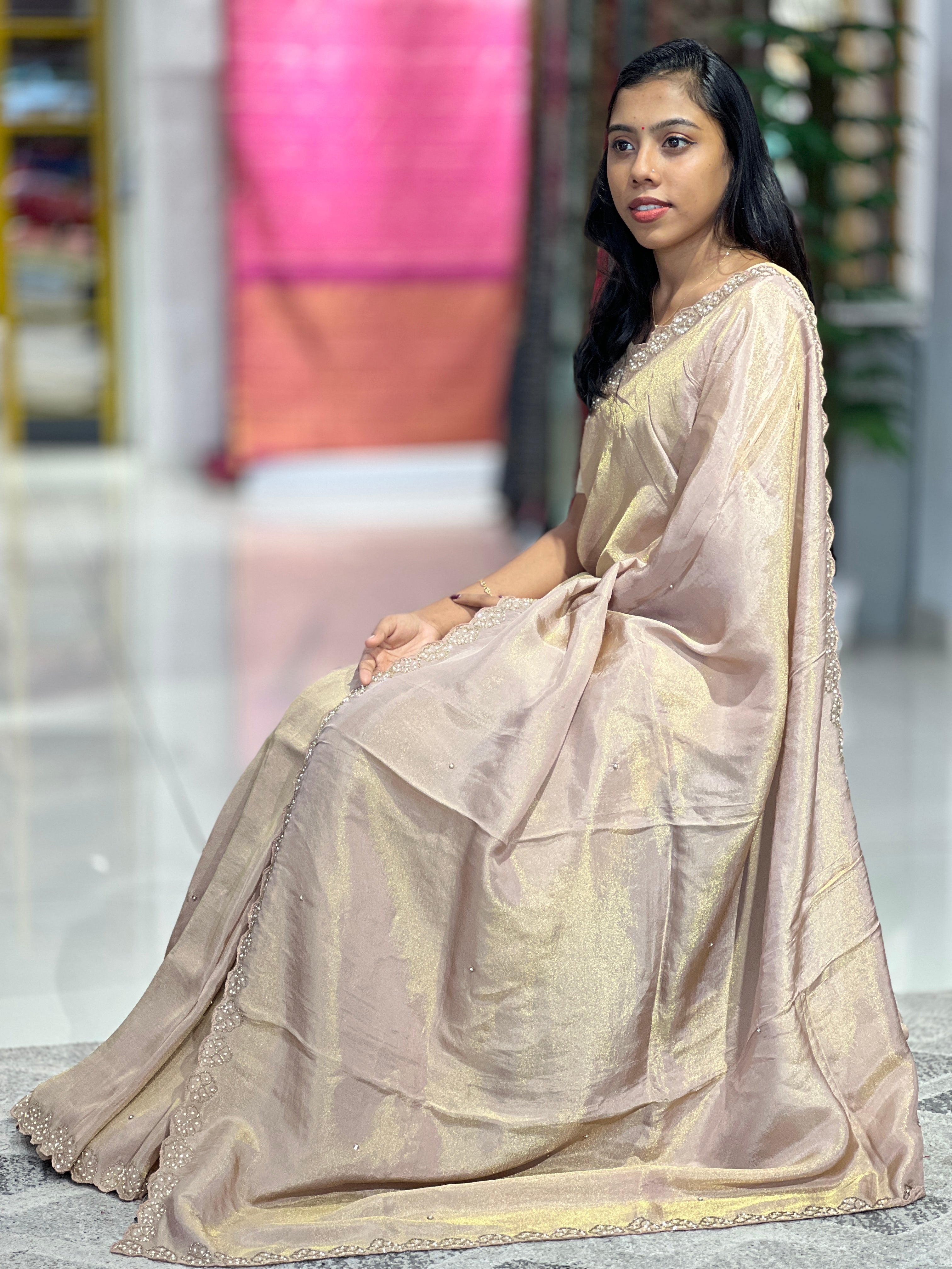Hand Work Detailed Shimmer Georgette Saree | SBP566
