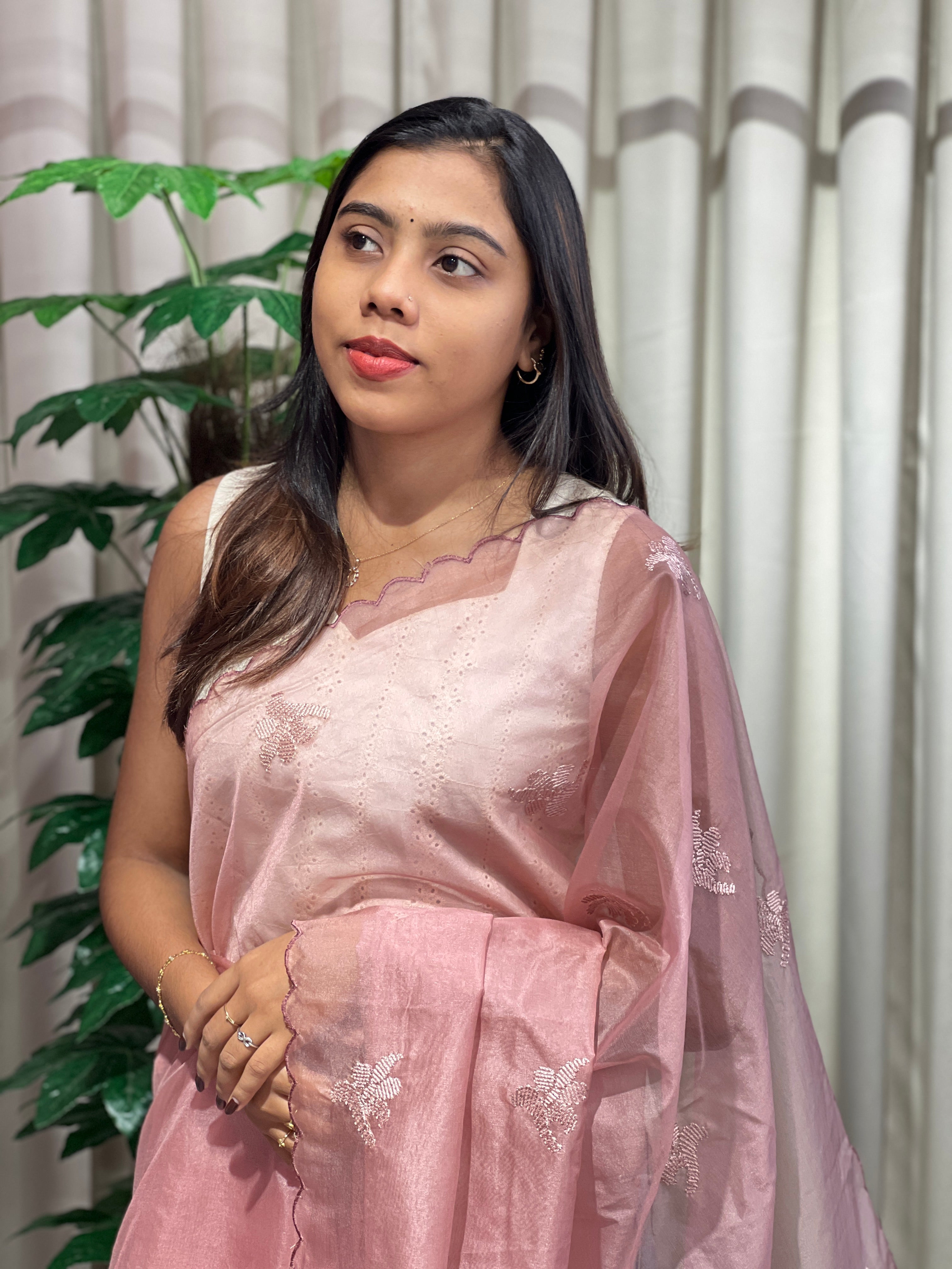 Embroidery Detailed Organza Saree | MM395