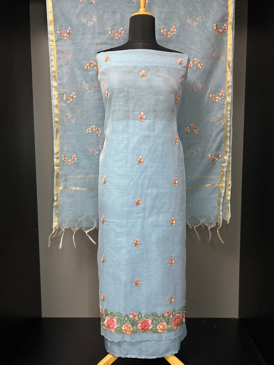 Floral Machine Embroidery Kota Salwar Set | VAN138