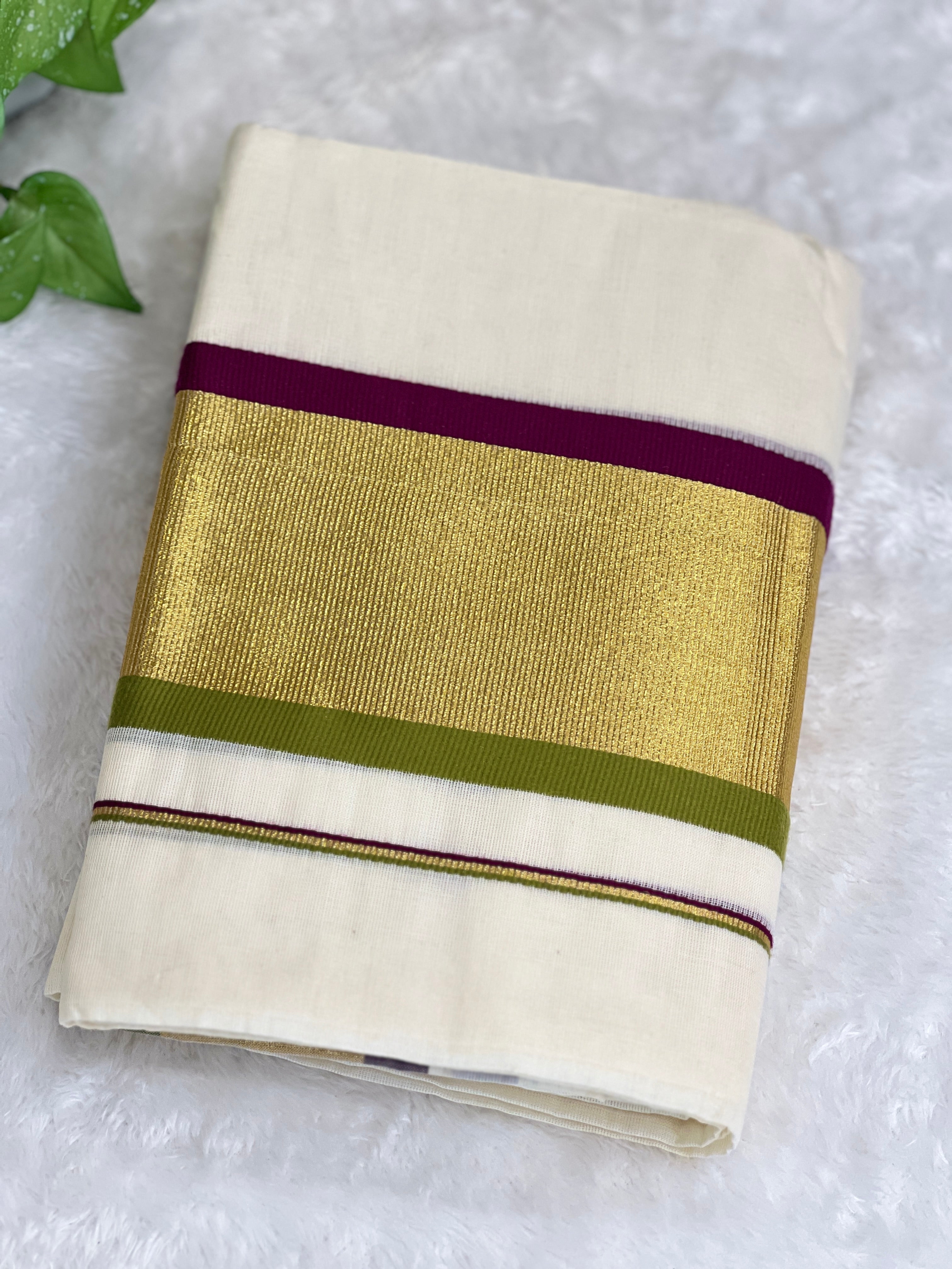 Kara Pattern Border Kerala Cotton Set Mundu | GAT584
