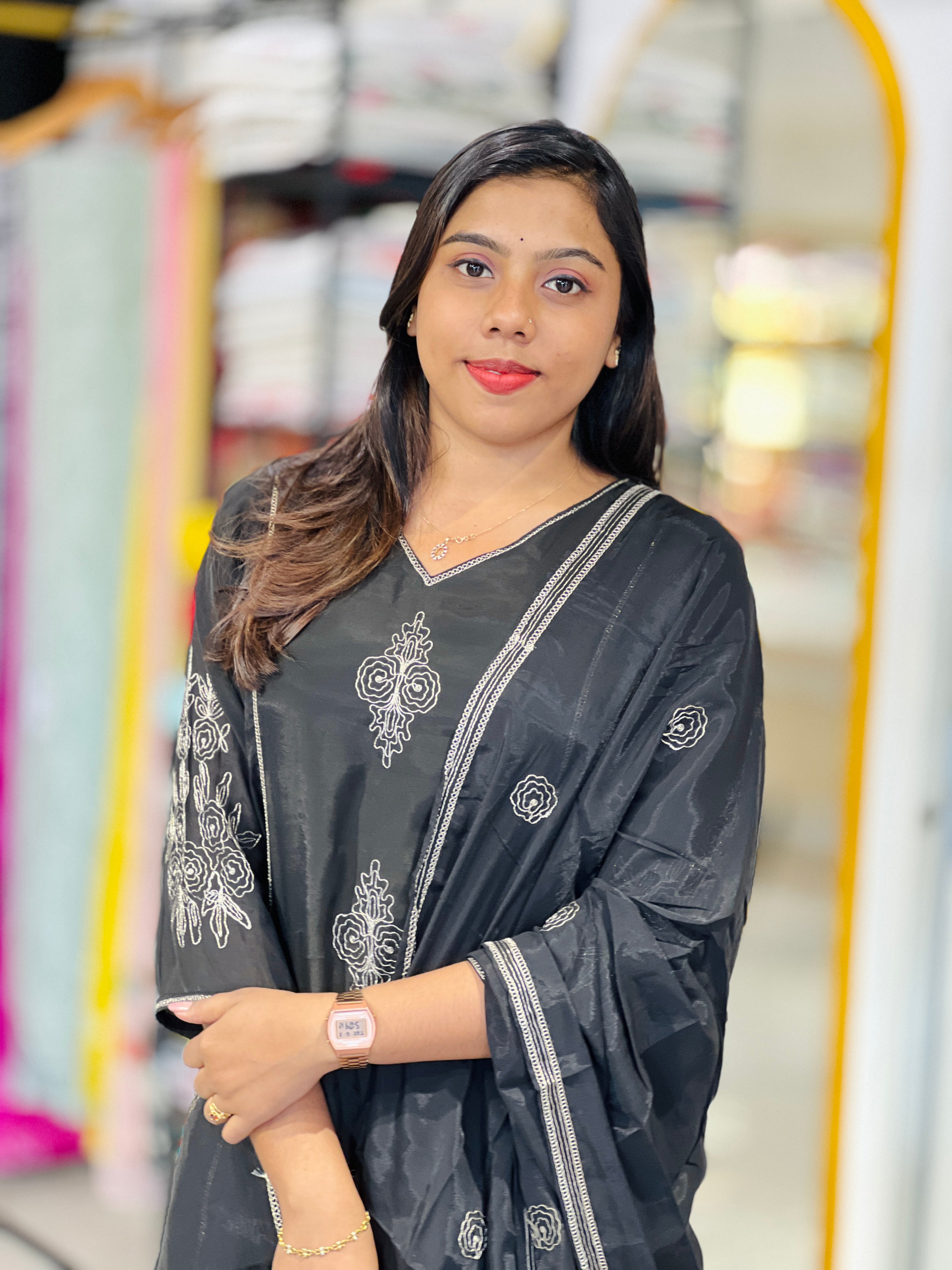 Floral Embroidered Mul Chanderi Kurta Set | KKR104
