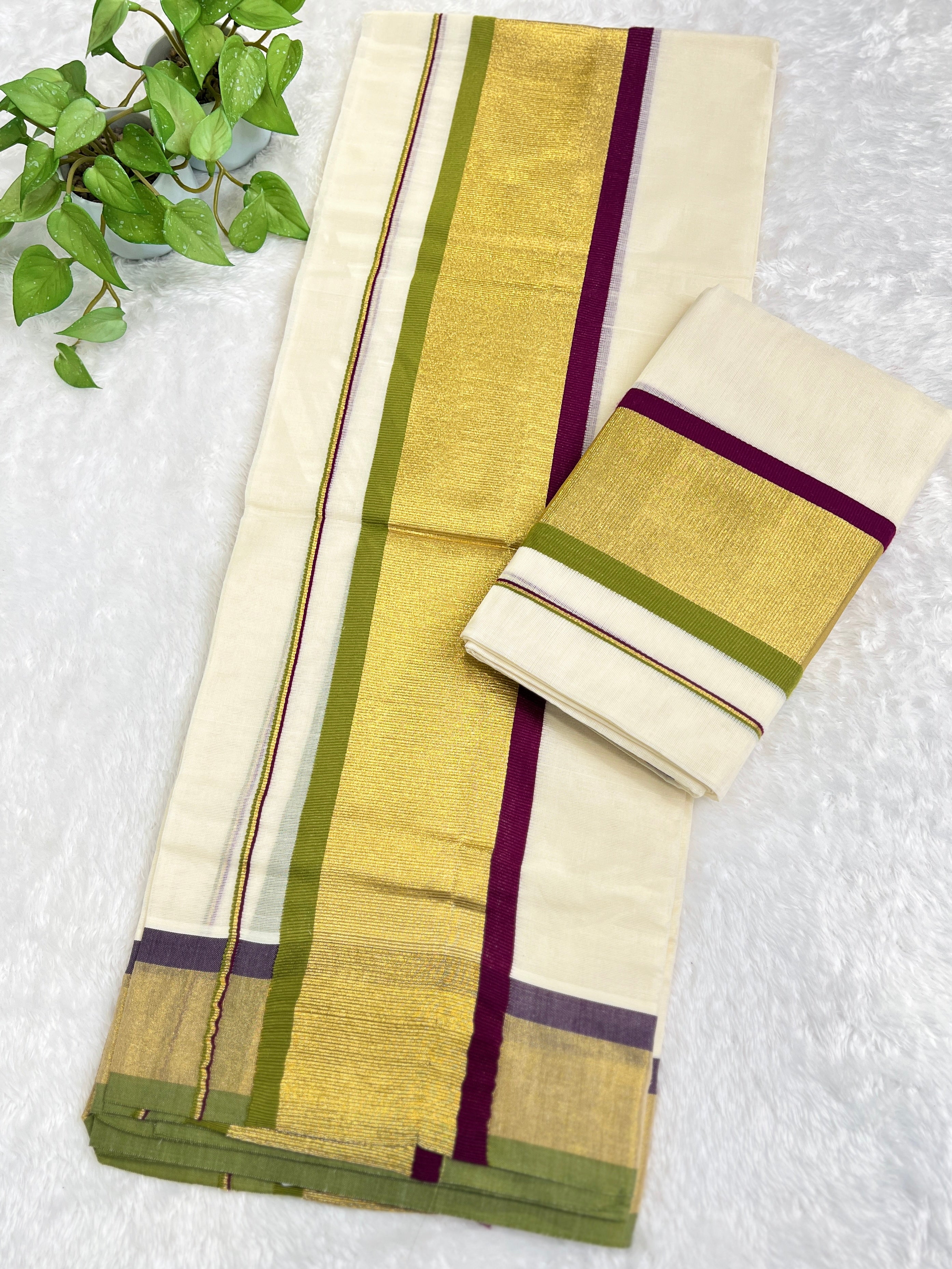 Kara Pattern Border Kerala Cotton Set Mundu | GAT584