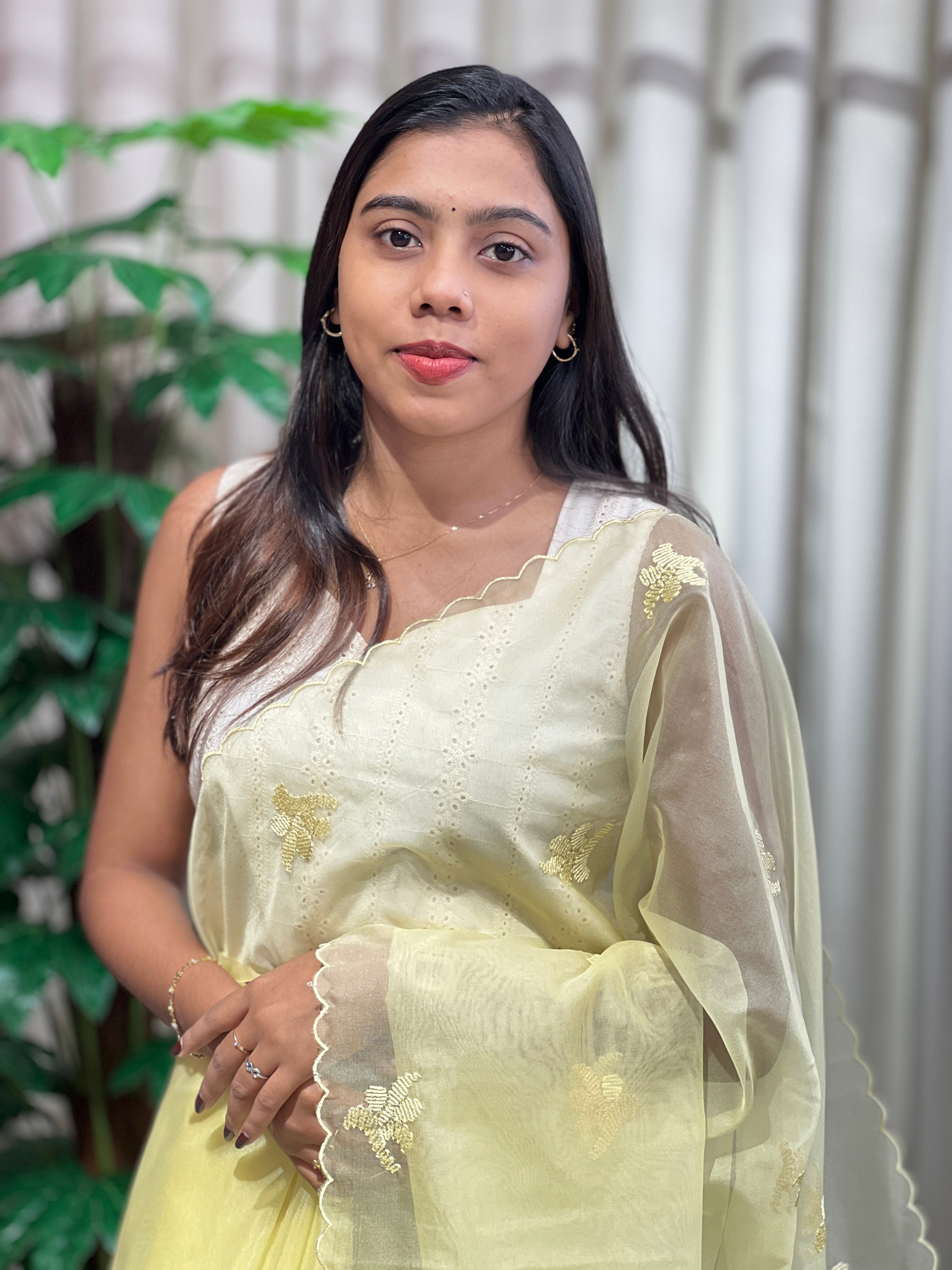 Embroidery Detailed Organza Saree | MM394