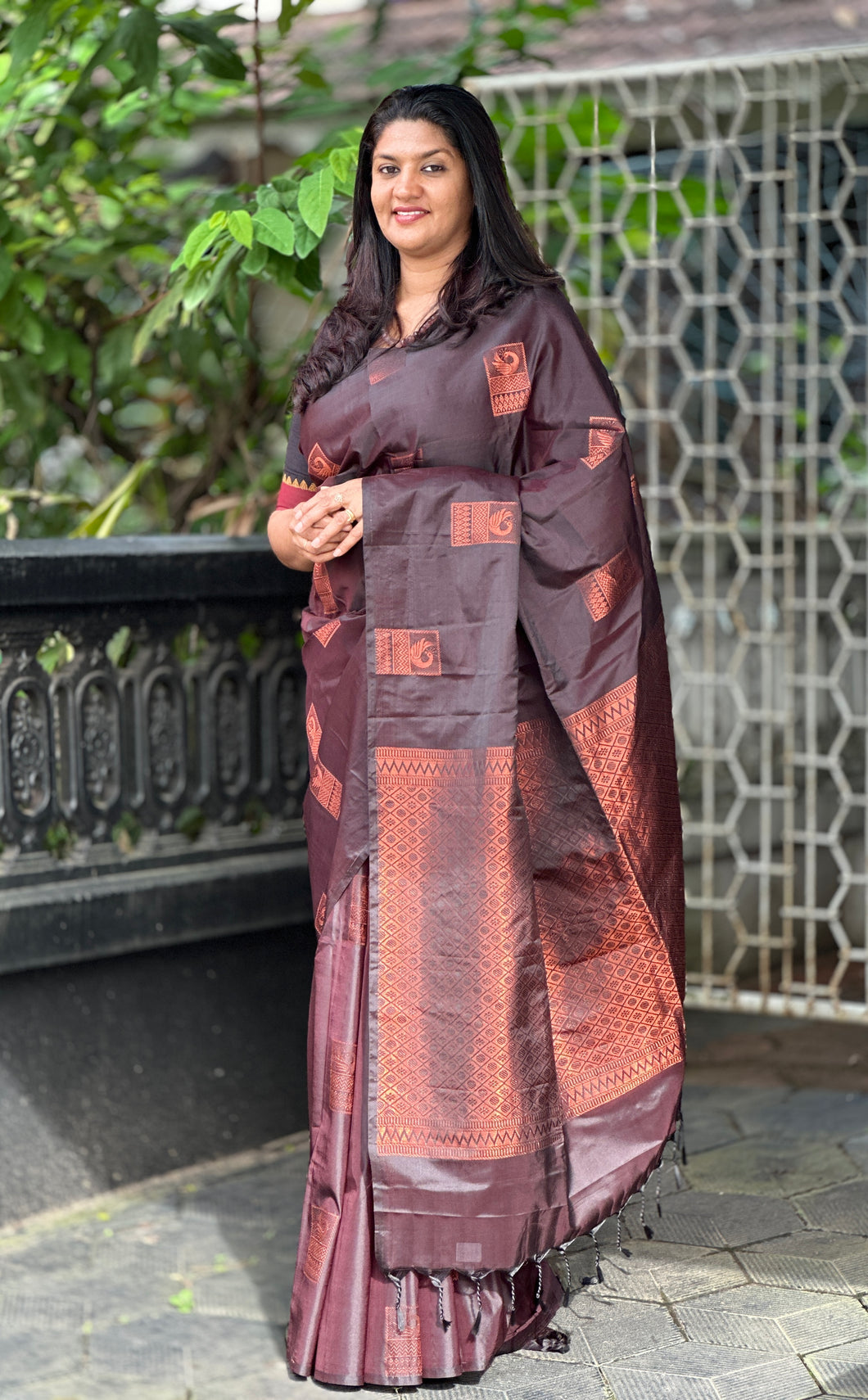 Copper Zari Weaving  Semi Silk Saree | AHR406