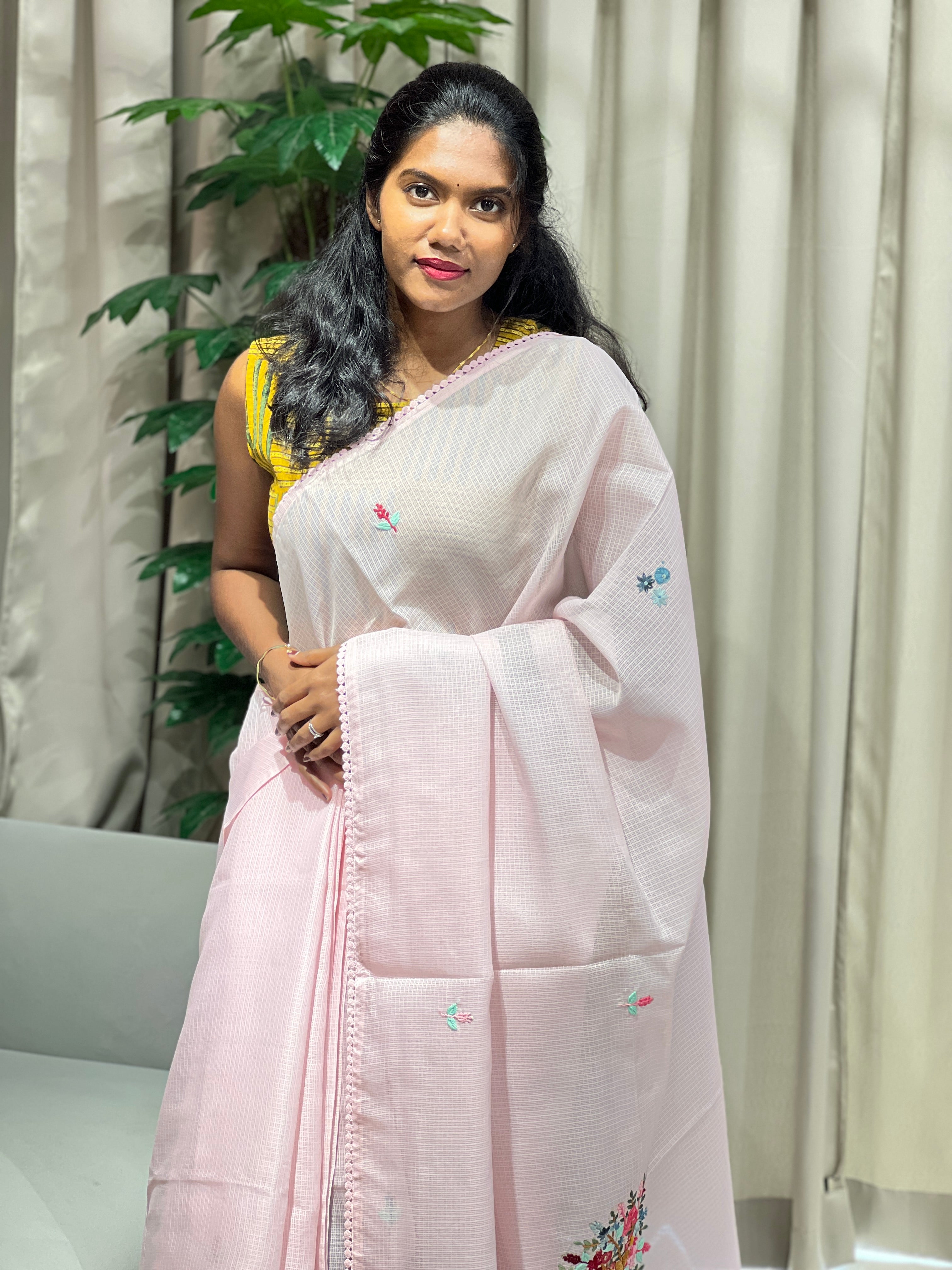 Multicolour Floral Embroidery Detailed Silky Kota Saree | BLD1899