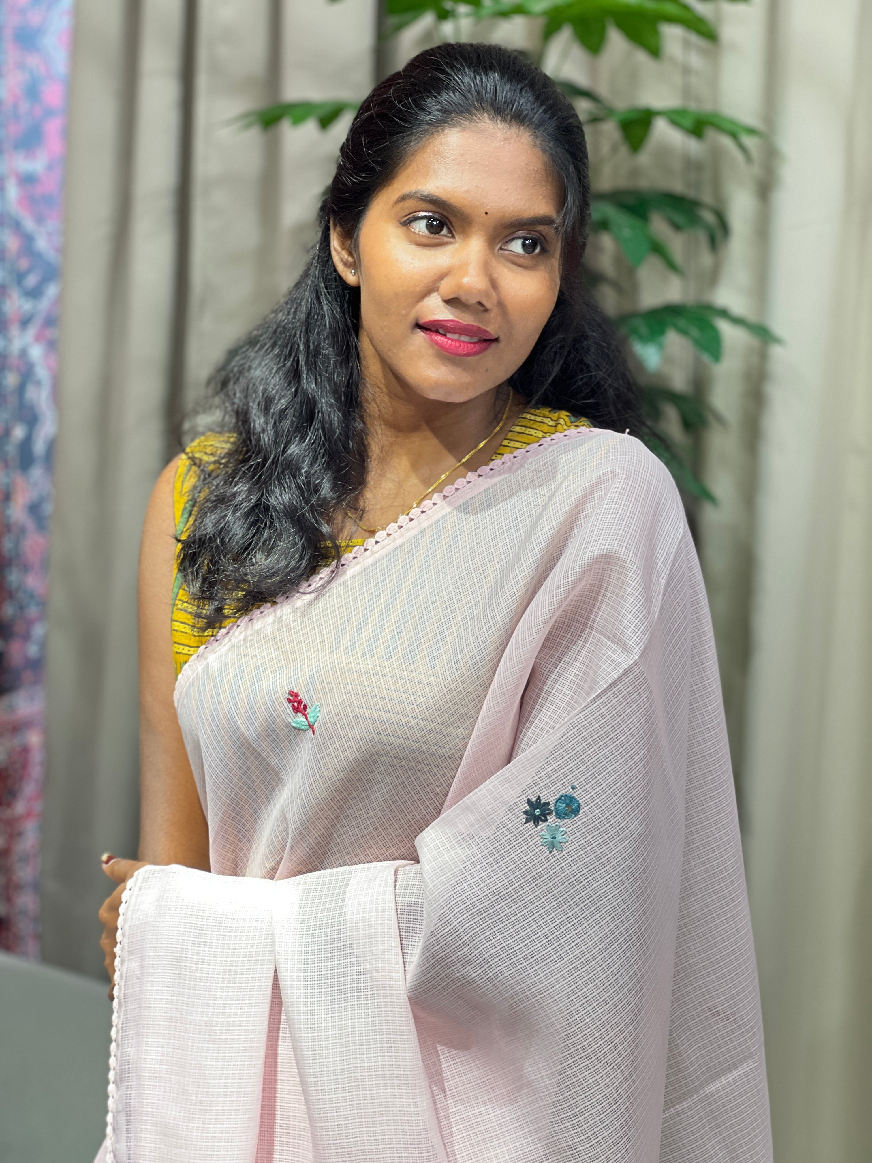 Multicolour Floral Embroidery Detailed Silky Kota Saree | BLD1899