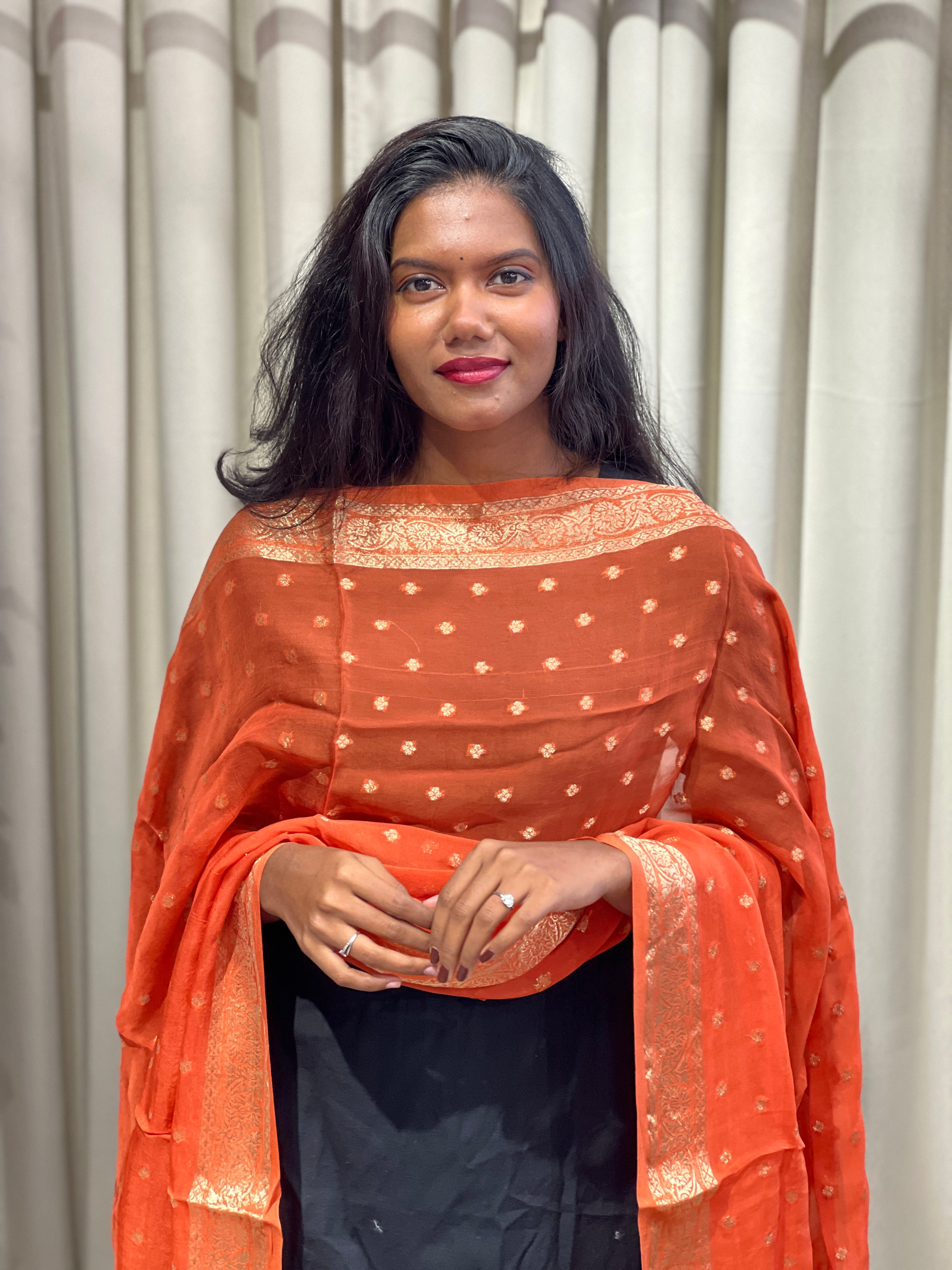 Zari Butta Detailed Organza Dupatta | DNT139